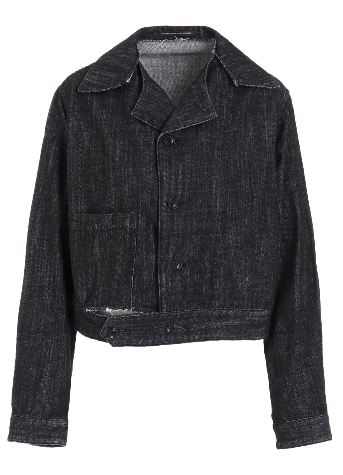 8OZ DENIM SLIT COLLAR SHORT BLOUSE