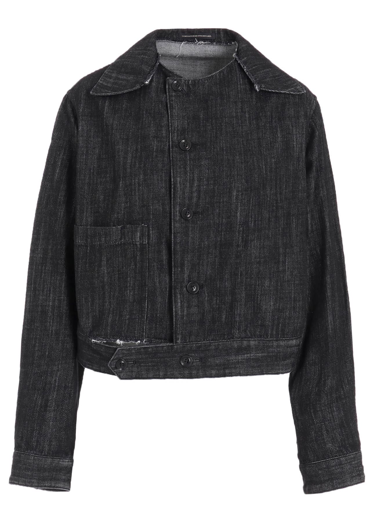 8OZ DENIM SLIT COLLAR SHORT BLOUSE