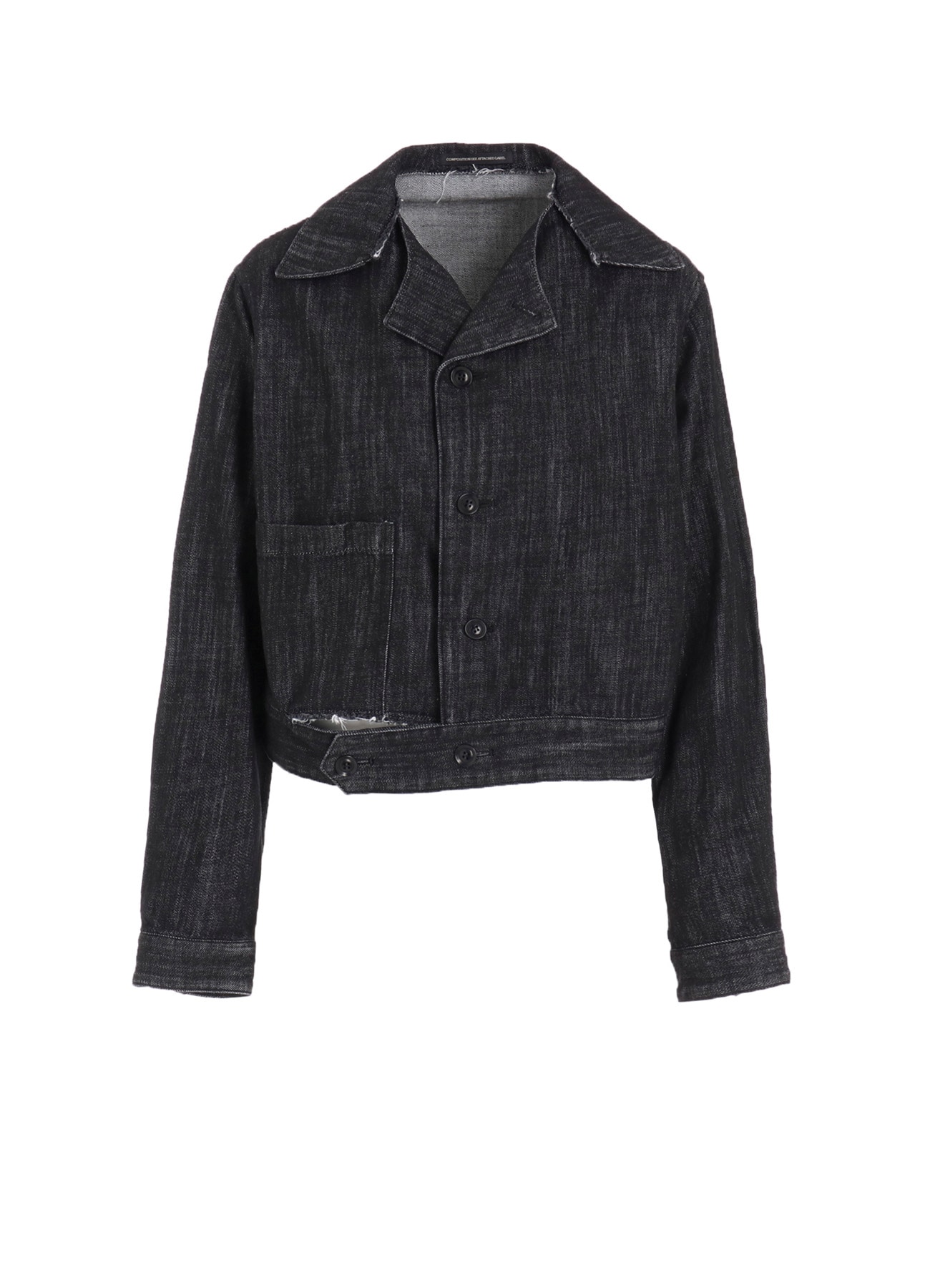 8OZ DENIM SLIT COLLAR SHORT BLOUSE