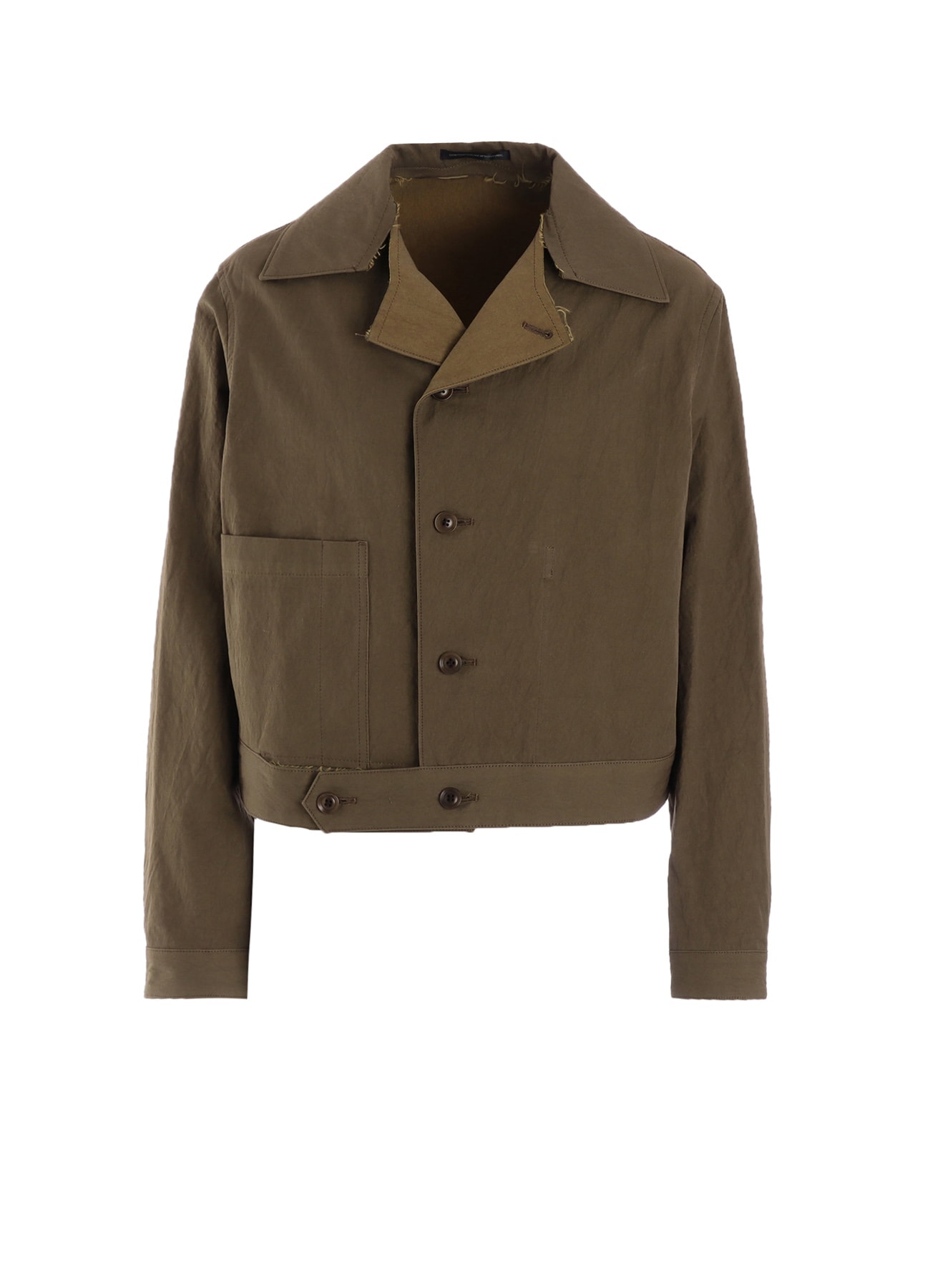 COTTON NYLON GABARDINE SLIT COLLART SHORT JACKET
