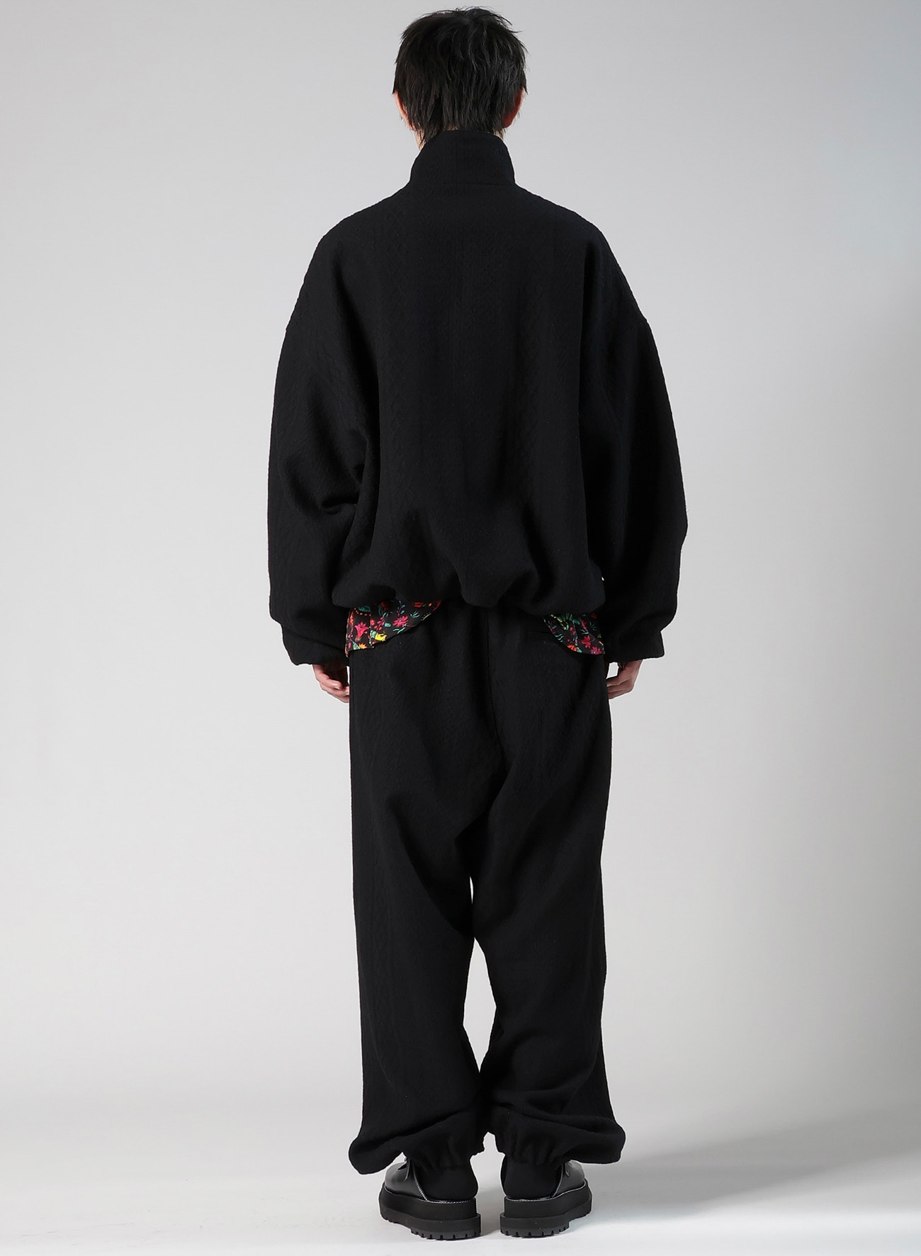 CABLE JQ KNIT STAND COLLAR BLOUSON