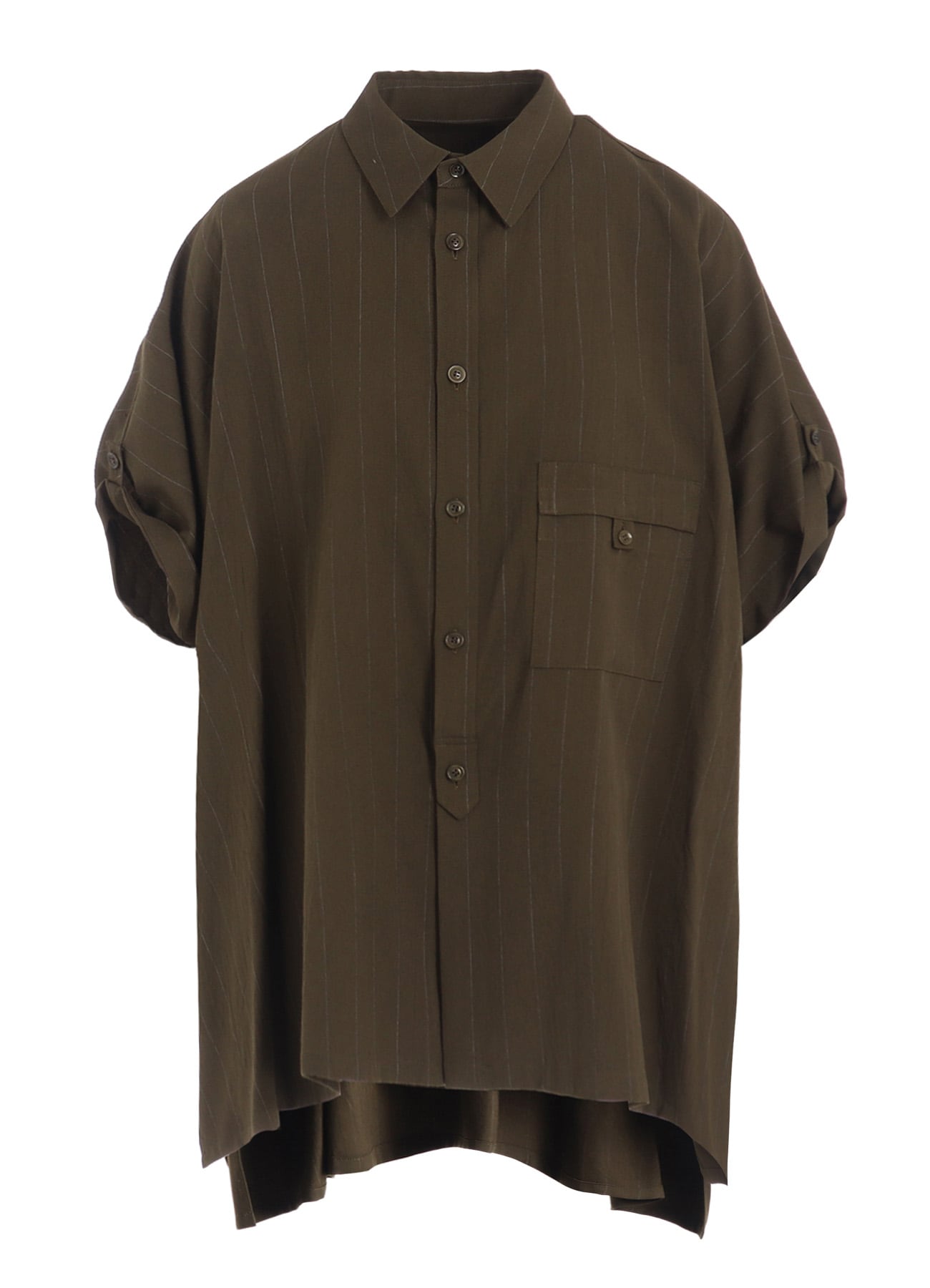 W/RY STRIPE ROLLED SLEEVE BLOUSE