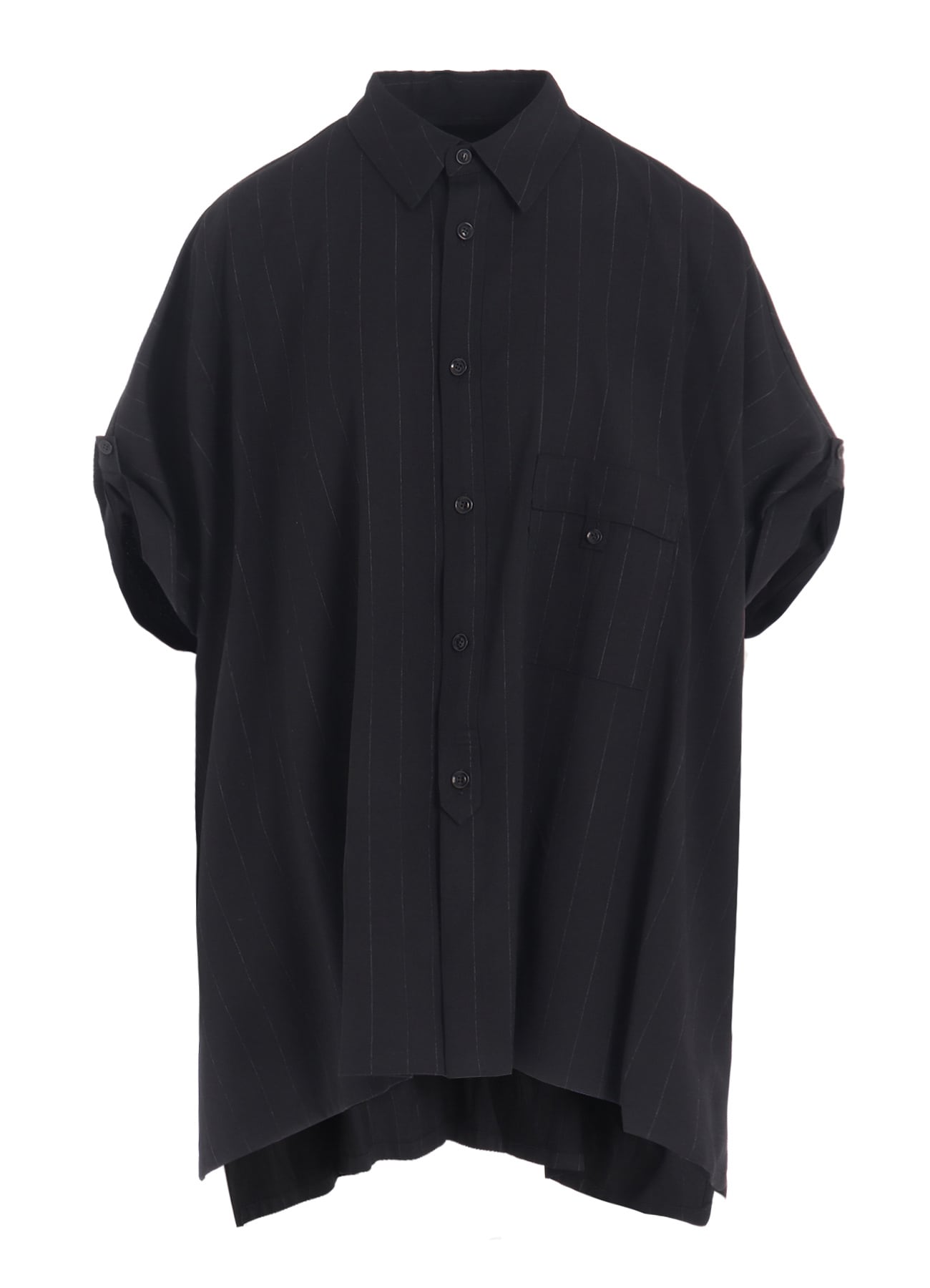 W/RY STRIPE ROLLED SLEEVE BLOUSE