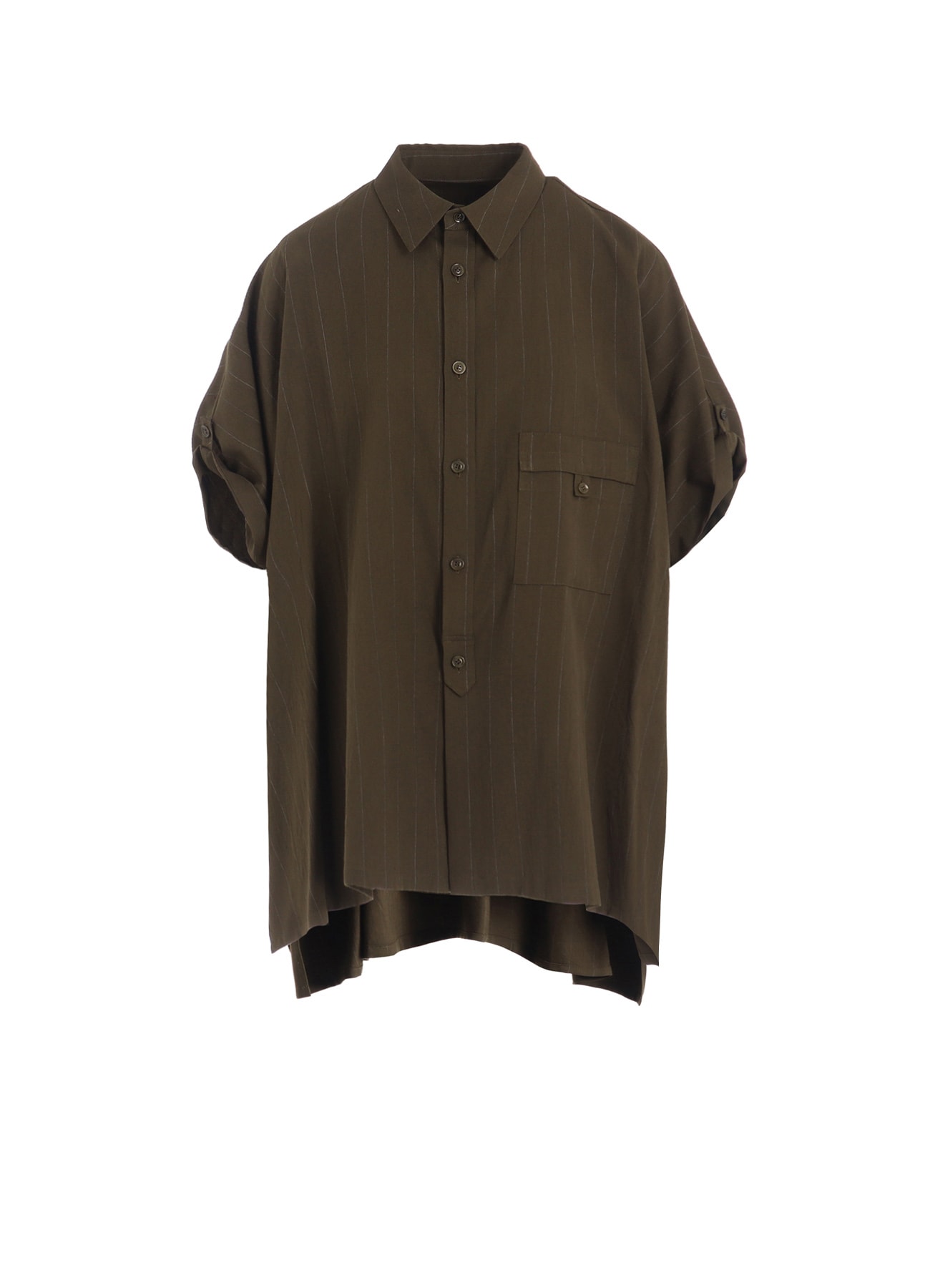 W/RY STRIPE ROLLED SLEEVE BLOUSE