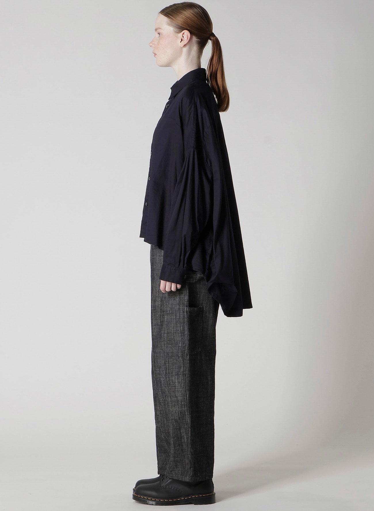 Y's BORN PRODUCT] THIN COTTON TWILL DOUBLE FRONT BIG BLOUSE