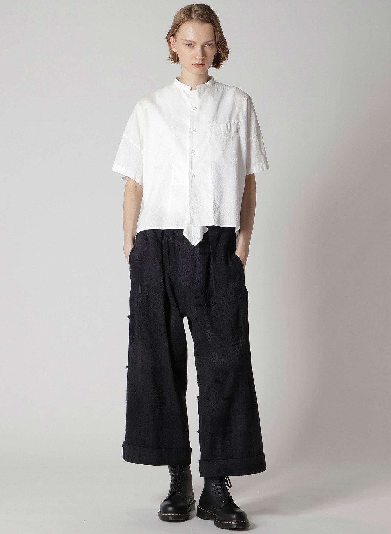 [Y's BORN PRODUCT] THIN COTTON TWILL HALF SLEEVE BOX SHIRT