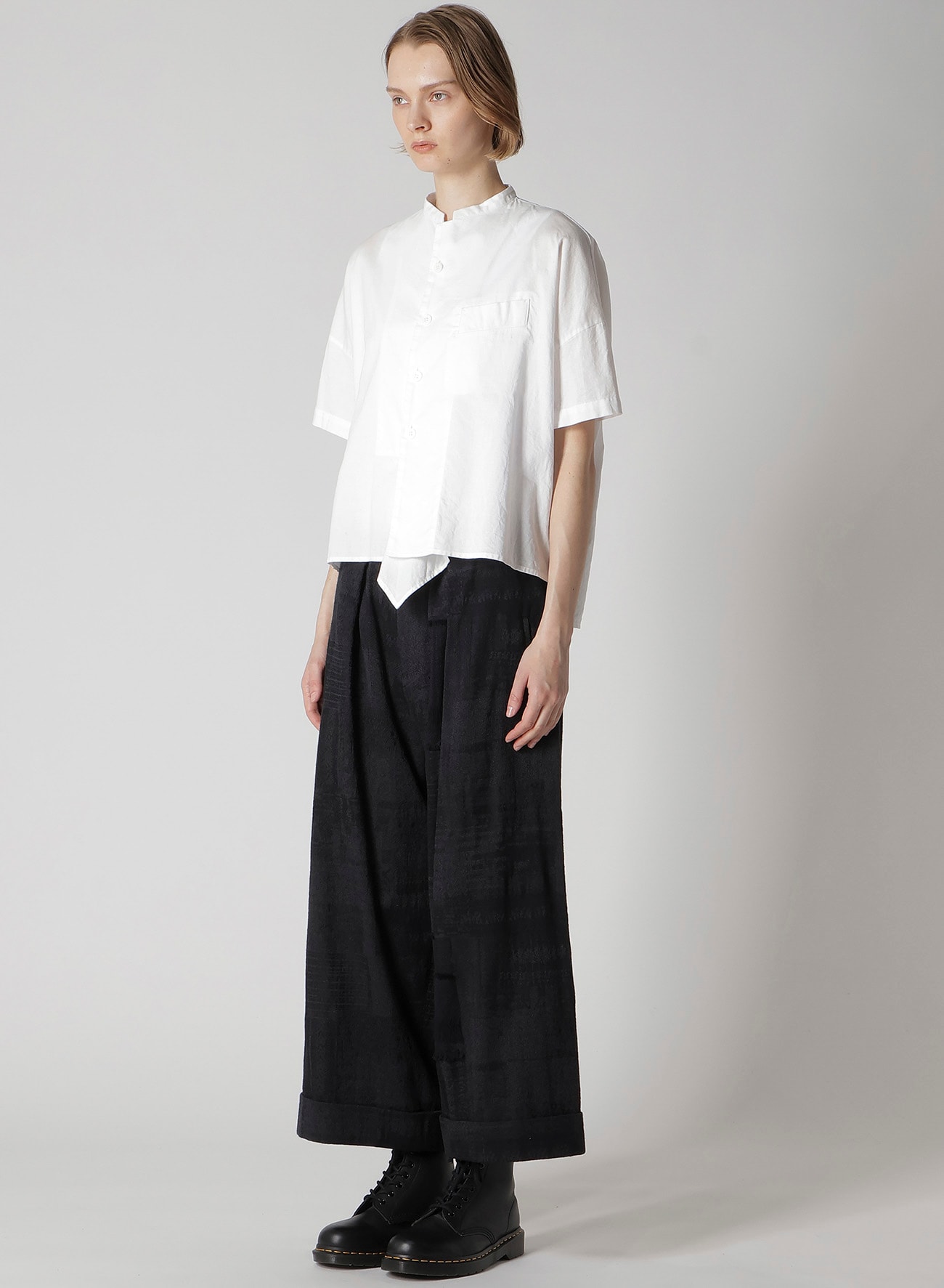 [Y's BORN PRODUCT] THIN COTTON TWILL HALF SLEEVE BOX SHIRT