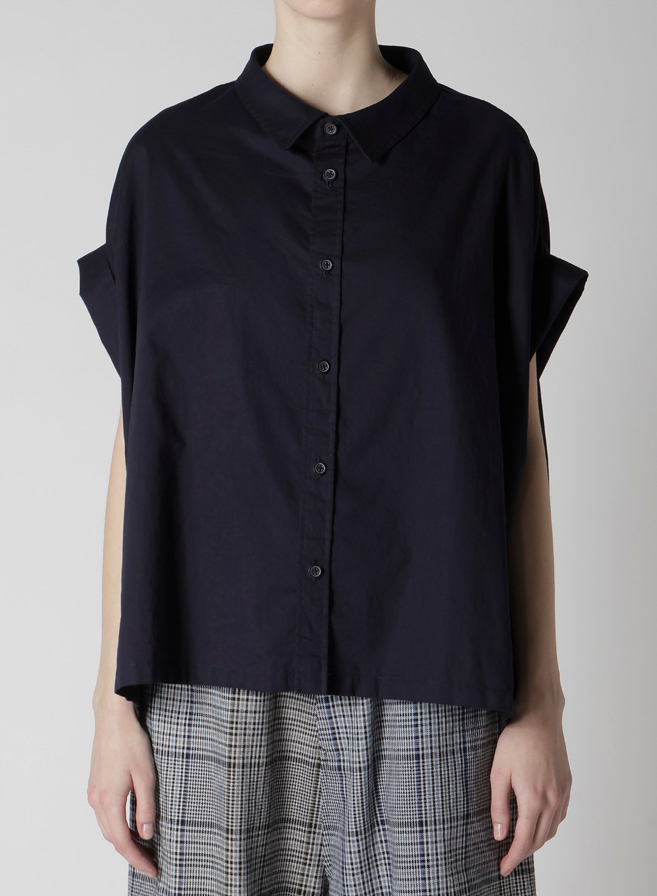 Y's BORN PRODUCT] THIN COTTON TWILL SHORT SLEEVE BLOUSE(XS