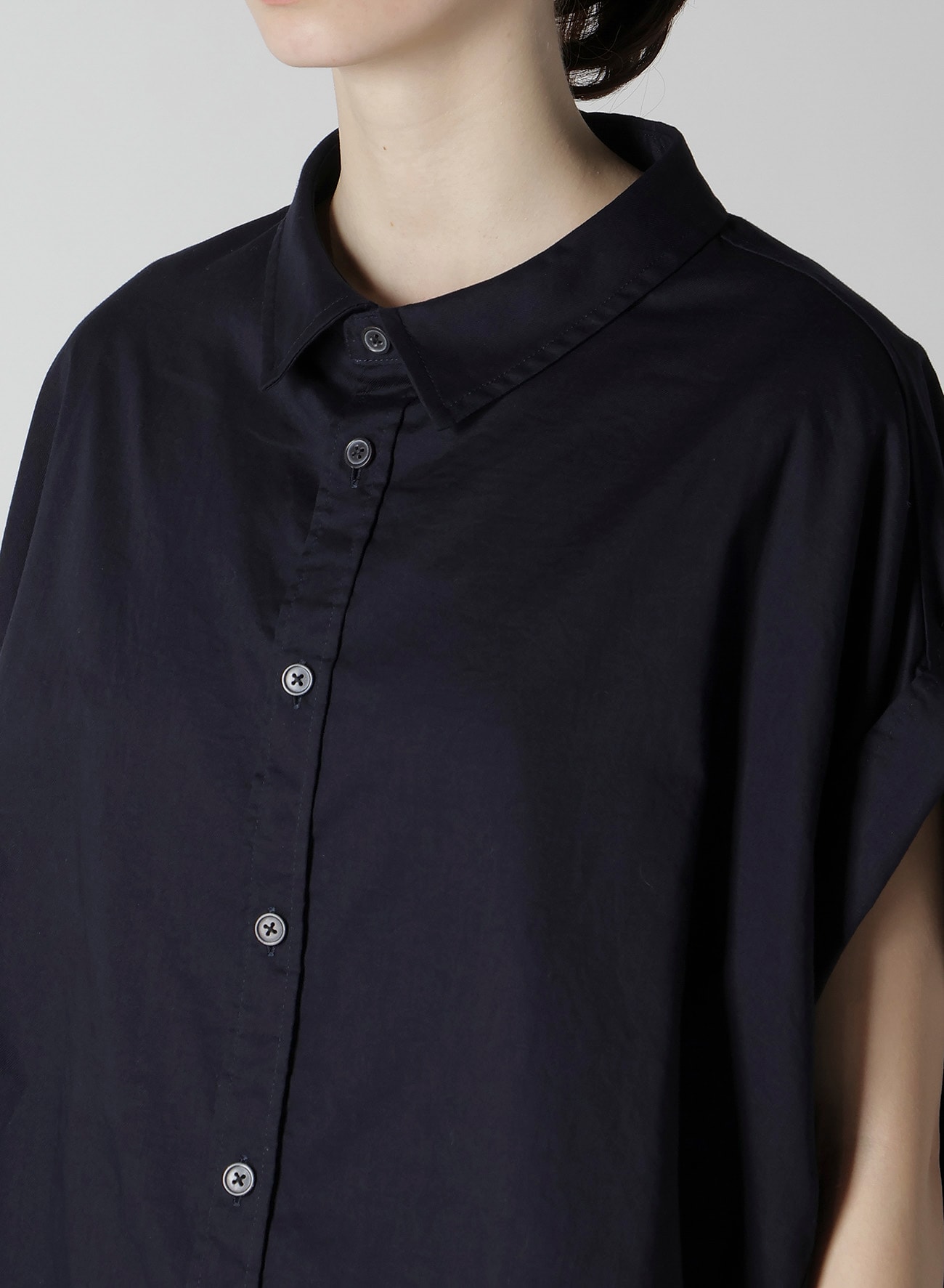 Y's BORN PRODUCT] THIN COTTON TWILL SHORT SLEEVE BLOUSE(XS