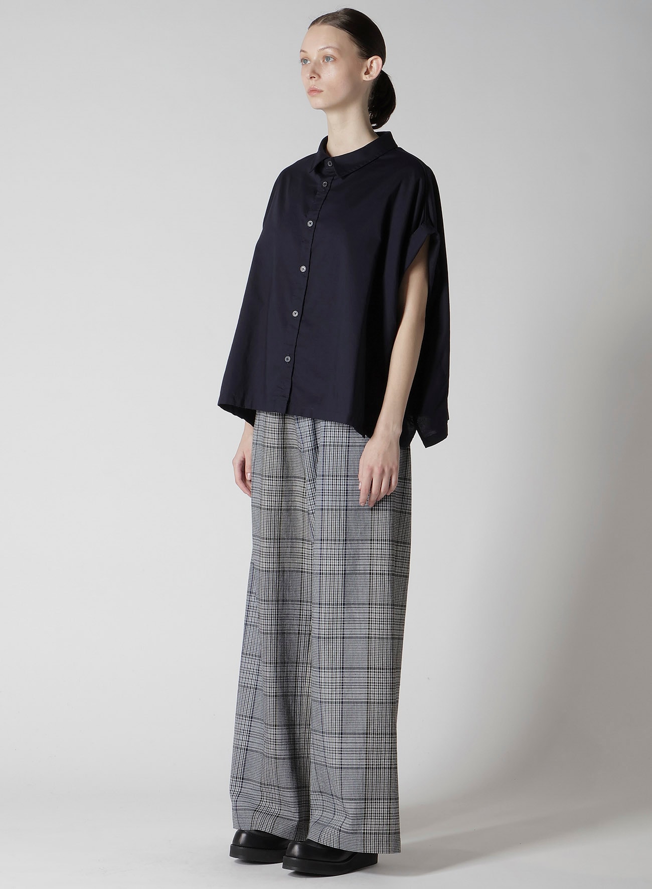 Y's BORN PRODUCT] THIN COTTON TWILL SHORT SLEEVE BLOUSE(XS
