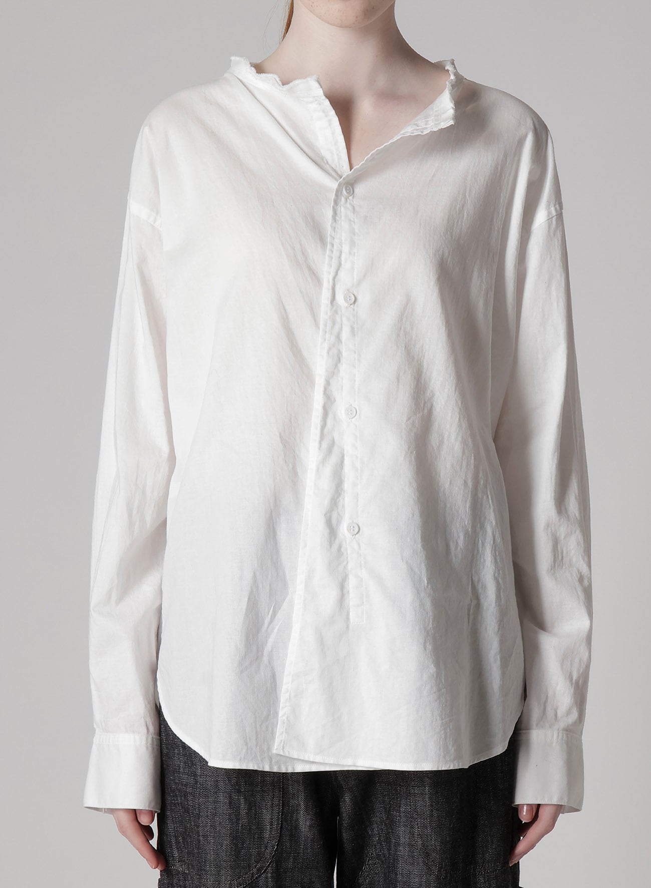 Y's BORN PRODUCT] THIN COTTON TWILL FRINGE COLLAR BLOUSE(XS