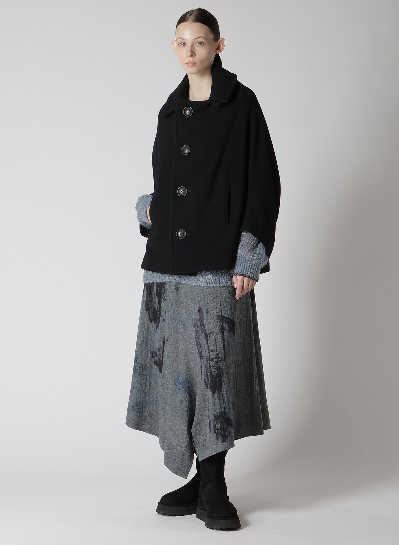 AIRY MOSSER IRREGULAR SLEEVE SHORT COAT