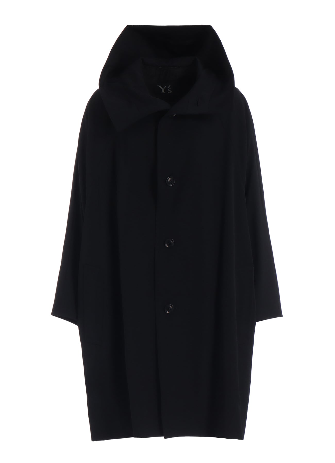 WOOL GABARDINE DOLMAN SLEEVE HOODIE COAT