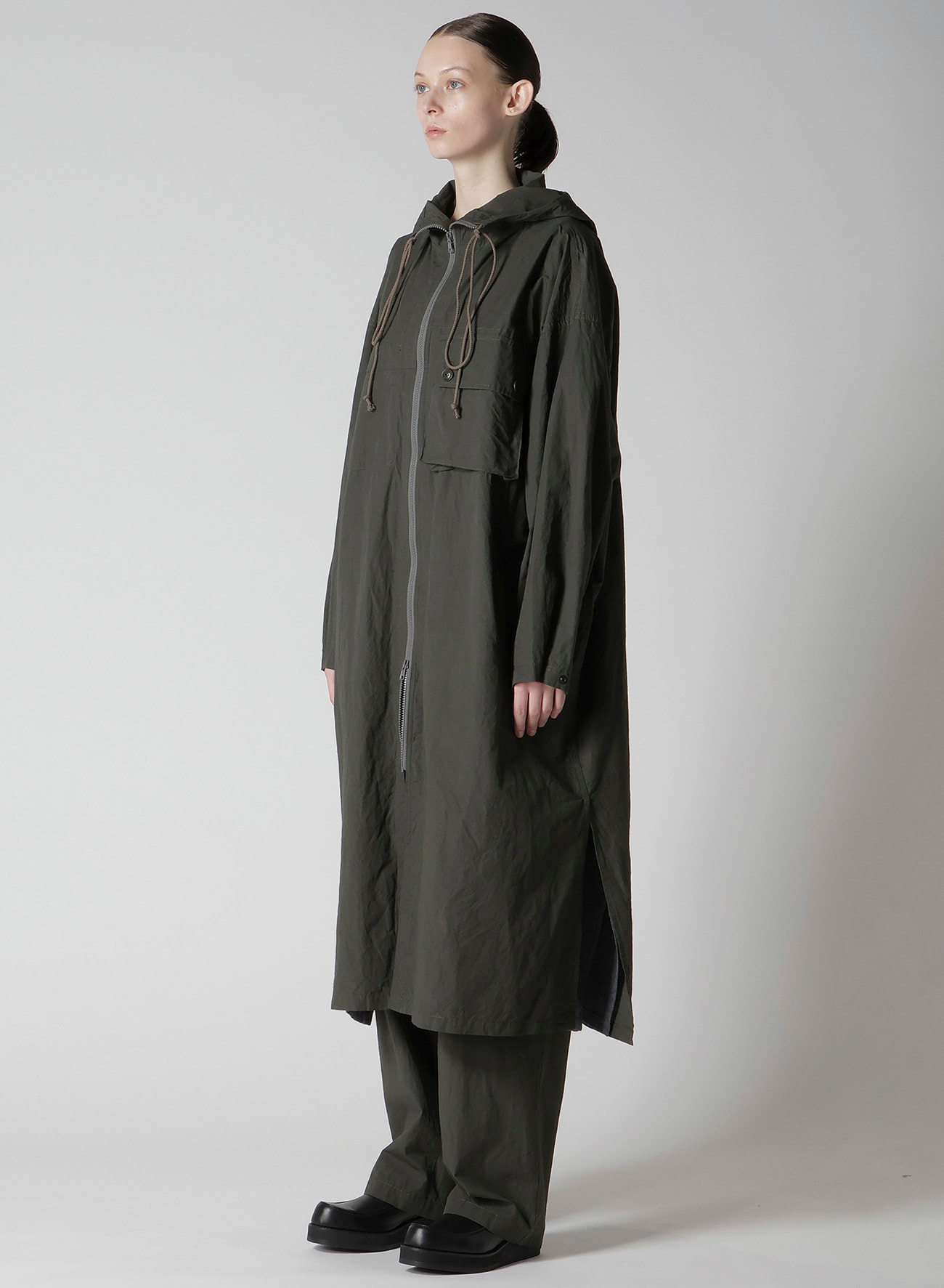 COTTON/LINEN BROADCLOTH HOODIE COAT D