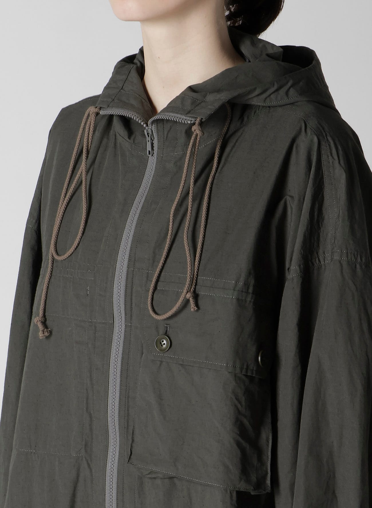 COTTON/LINEN BROADCLOTH HOODIE COAT D