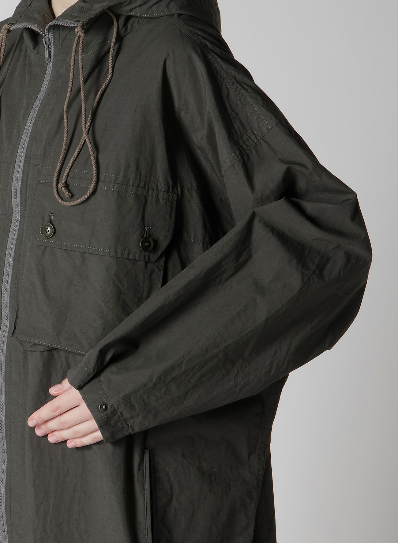 COTTON/LINEN BROADCLOTH HOODIE COAT D