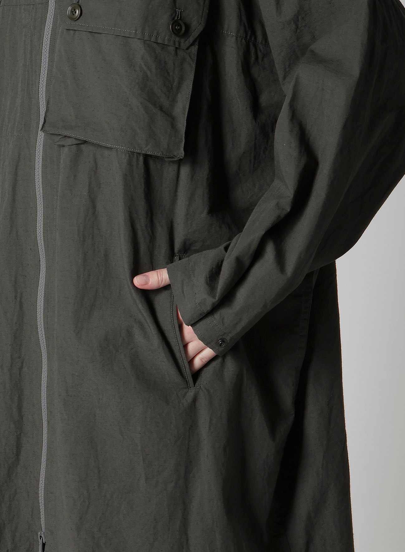 COTTON/LINEN BROADCLOTH HOODIE COAT D
