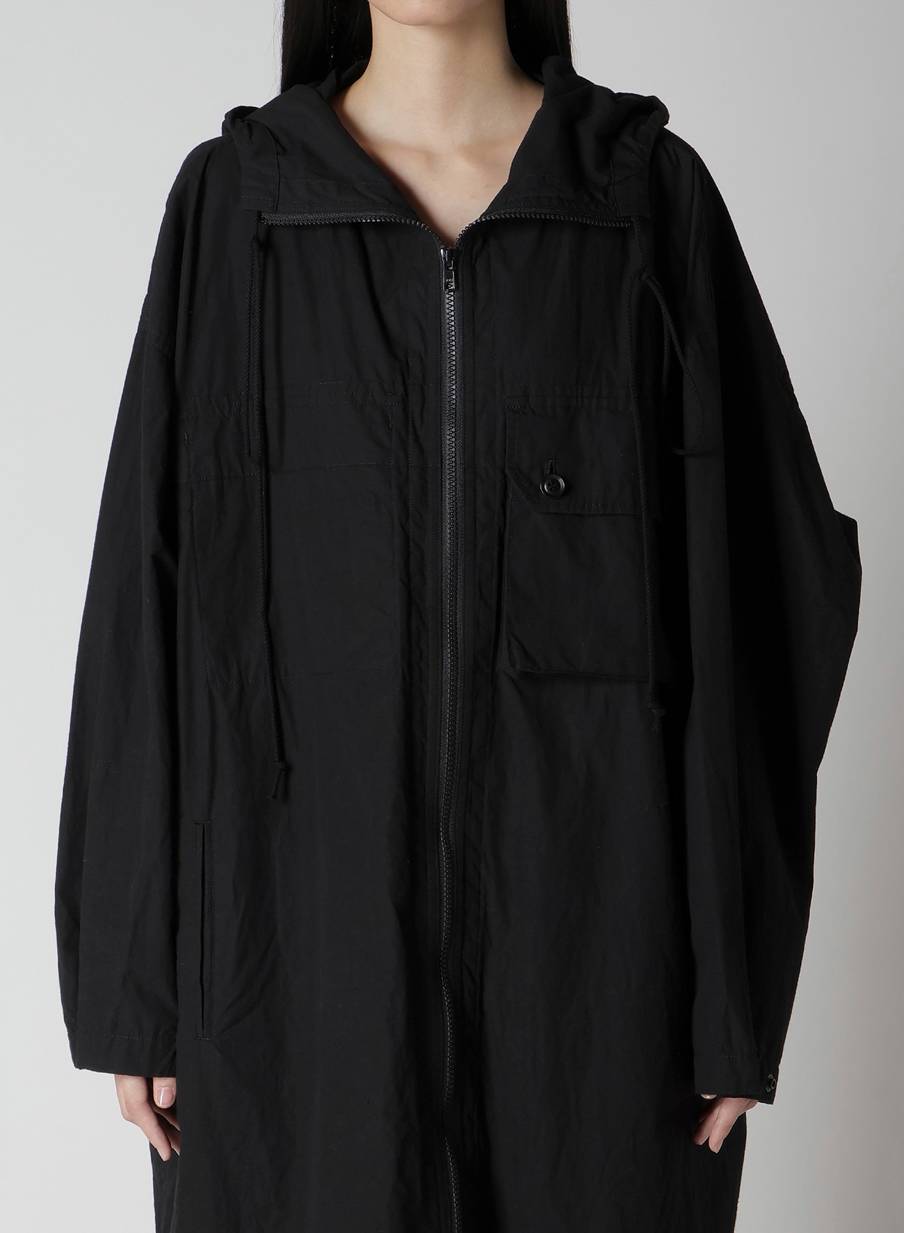 COTTON/LINEN BROADCLOTH HOODIE COAT D