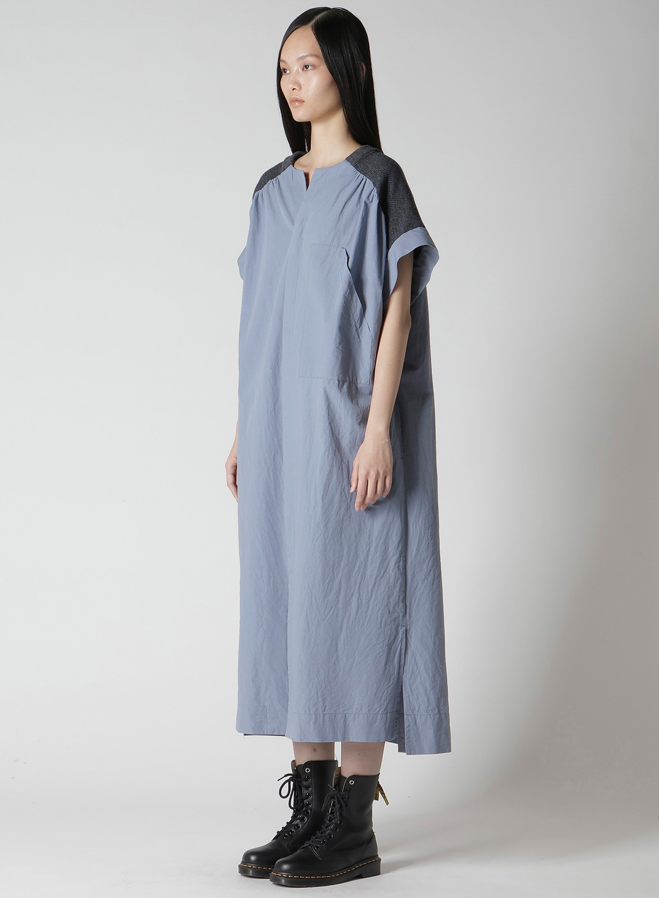 COTTON/LINEN RIB FLY OPEN DRESS