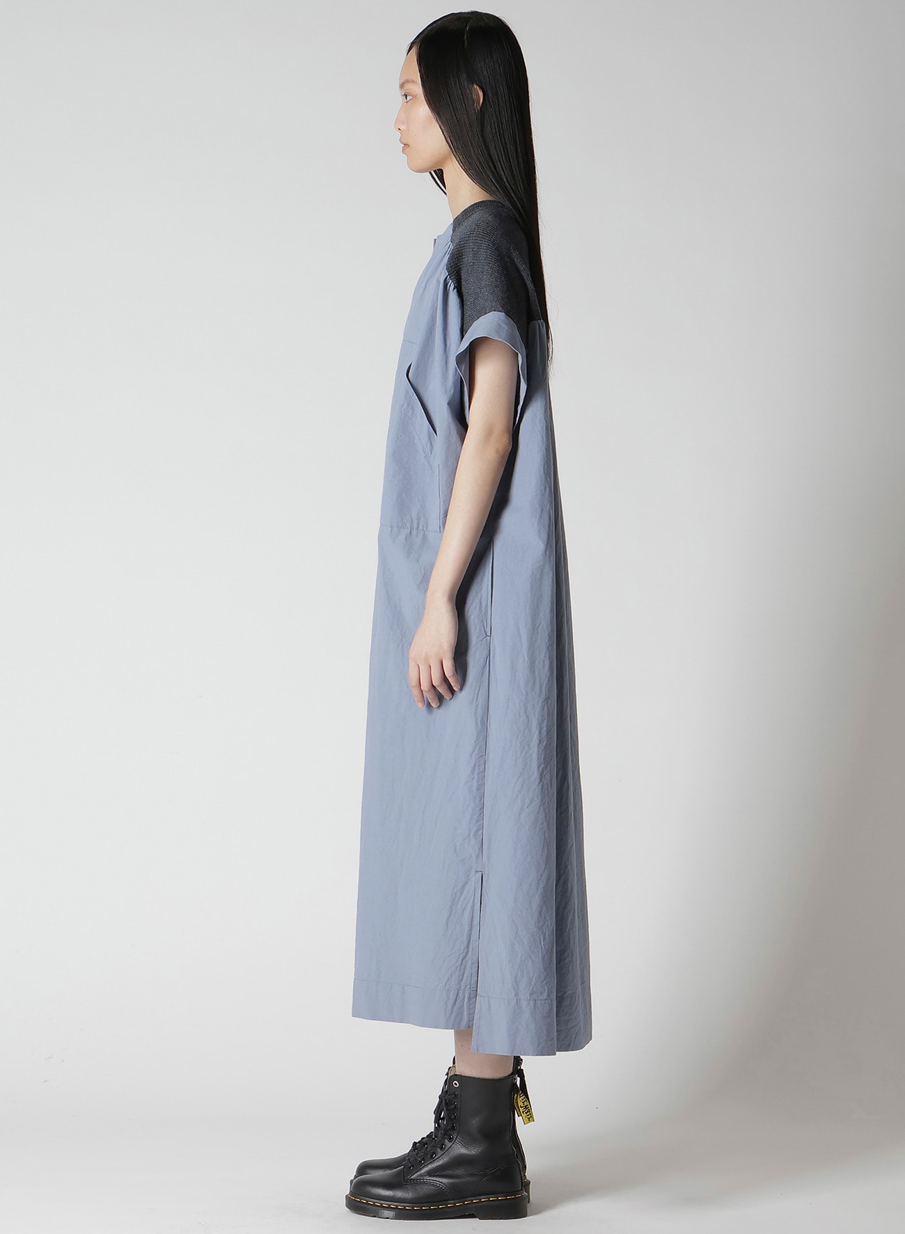 COTTON/LINEN RIB FLY OPEN DRESS