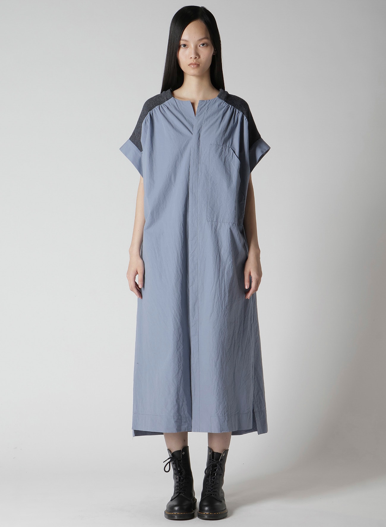 COTTON/LINEN RIB FLY OPEN DRESS