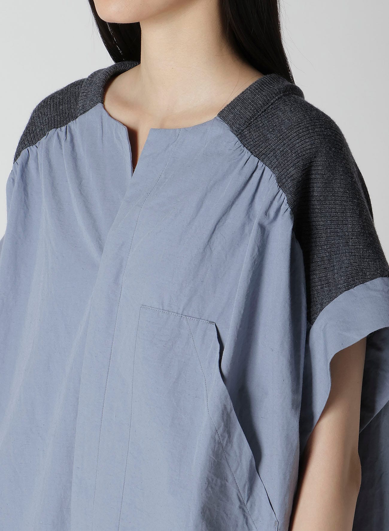 COTTON/LINEN RIB FLY OPEN DRESS