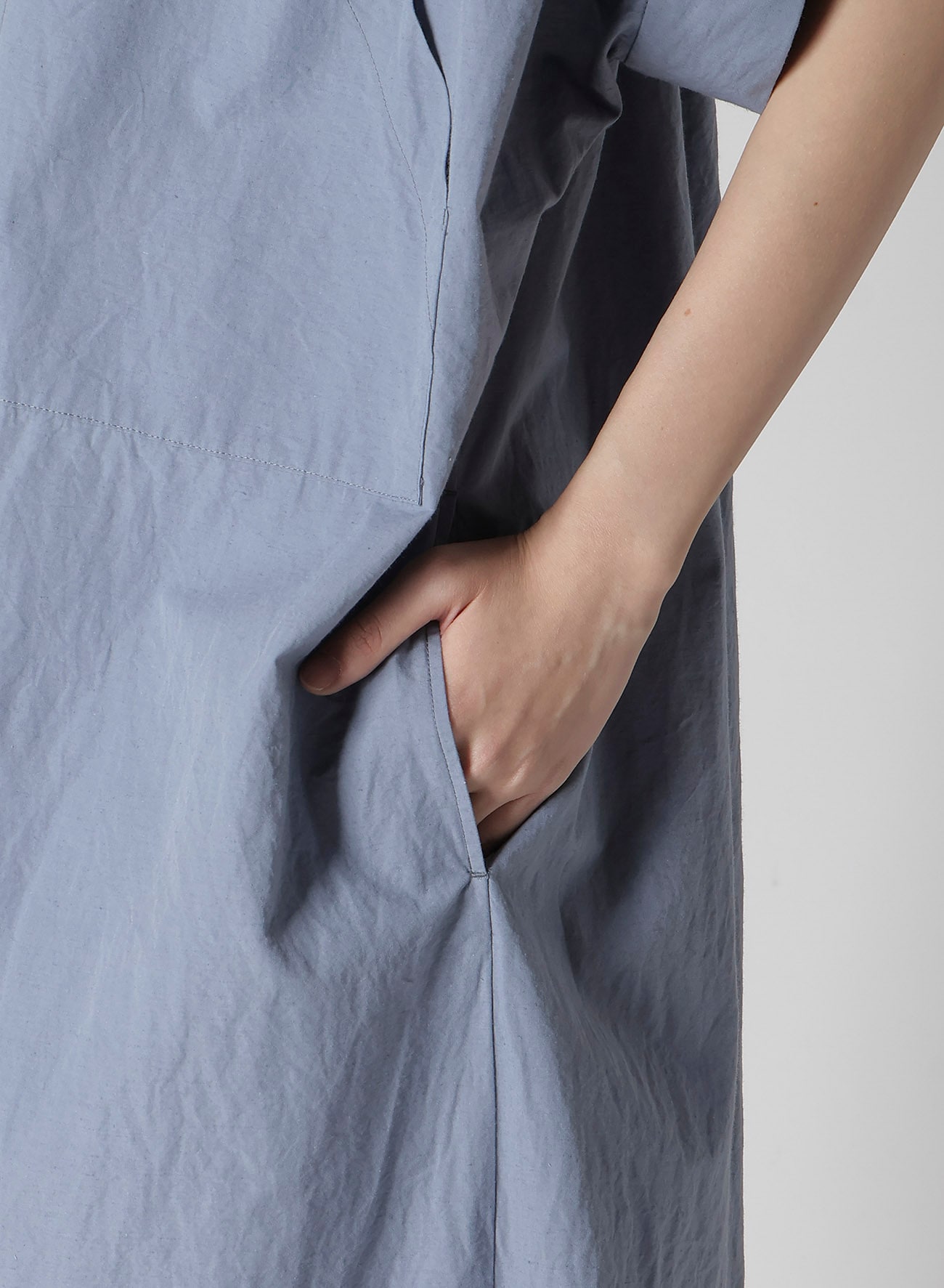 COTTON/LINEN RIB FLY OPEN DRESS