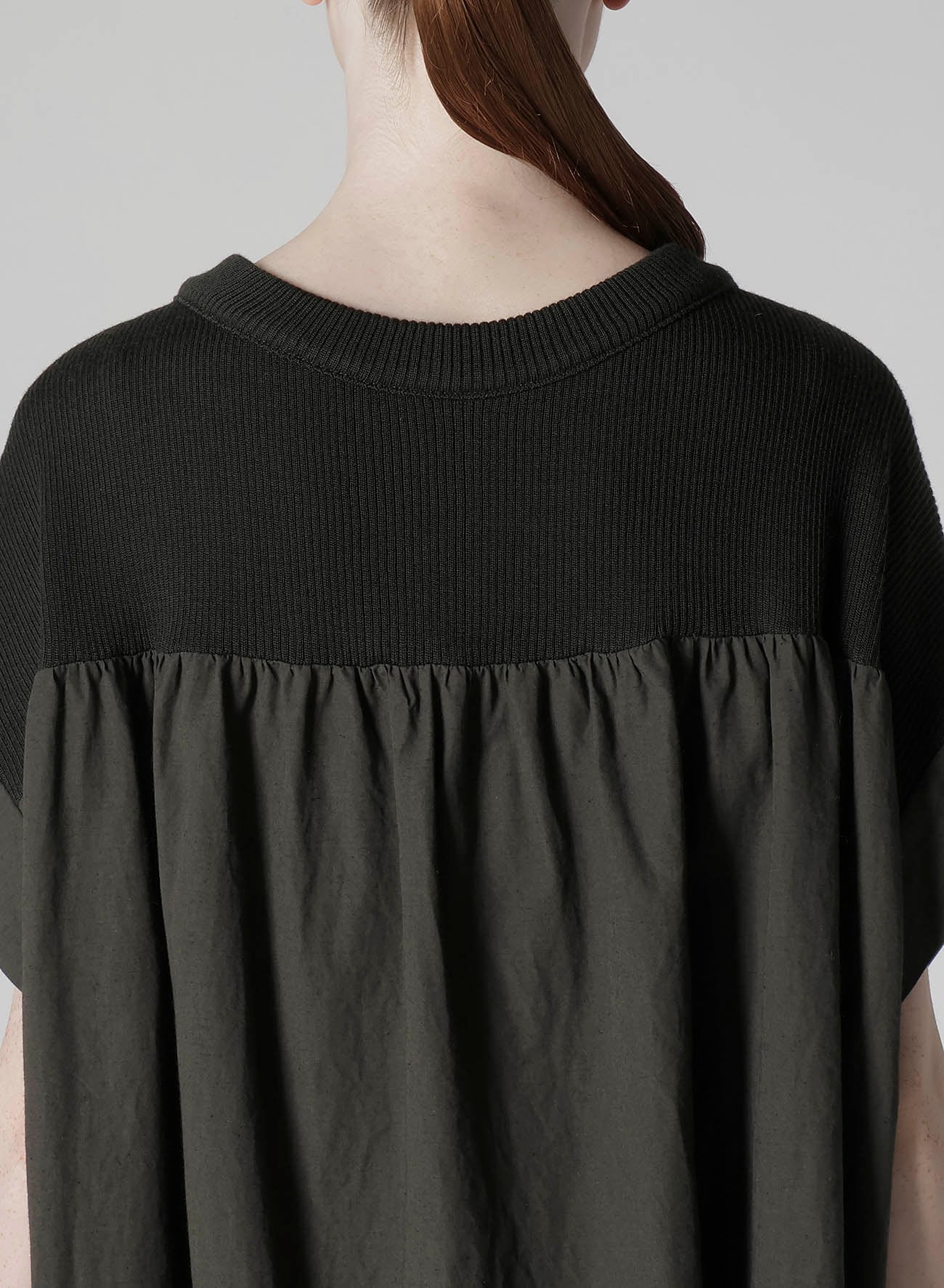 COTTON/LINEN RIB FLY OPEN DRESS