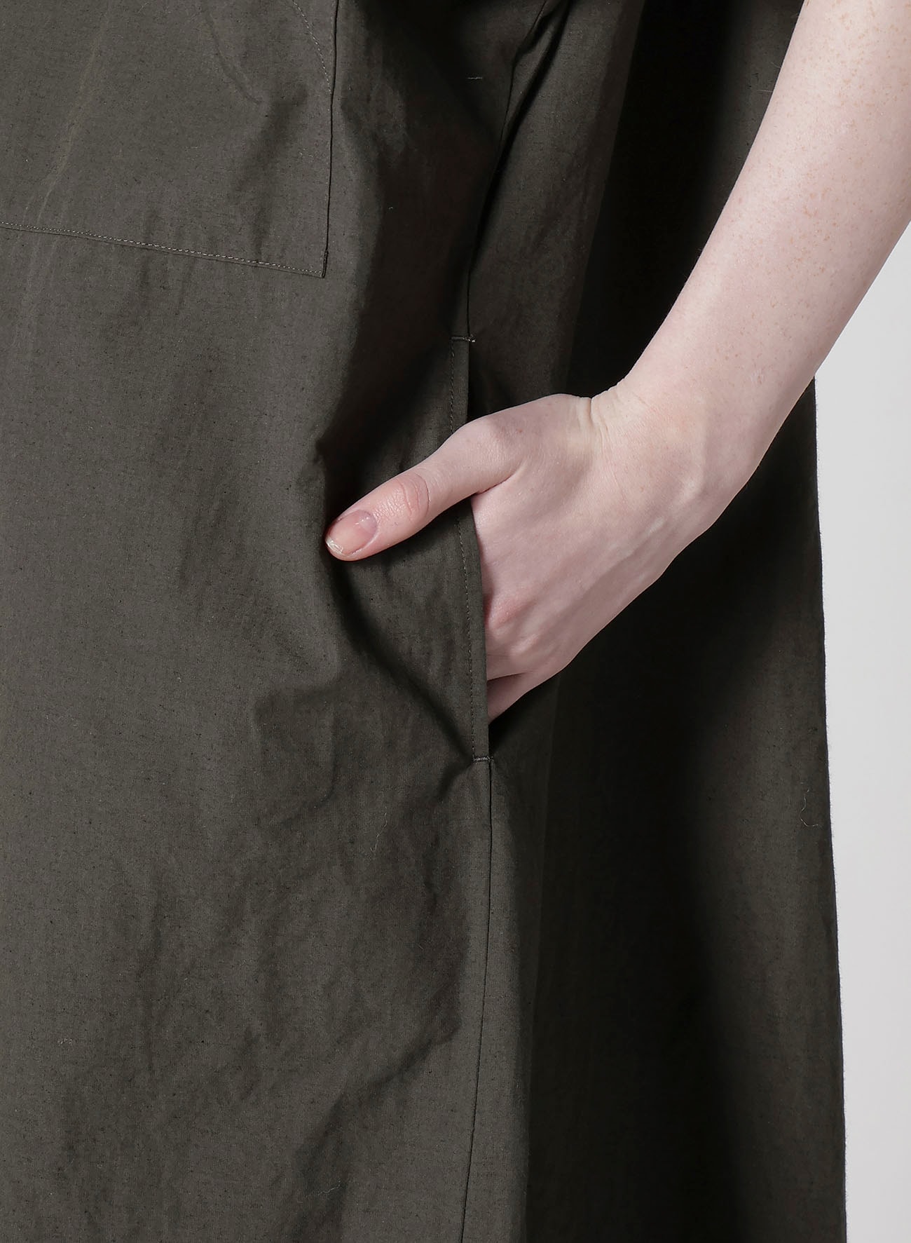 COTTON/LINEN RIB FLY OPEN DRESS
