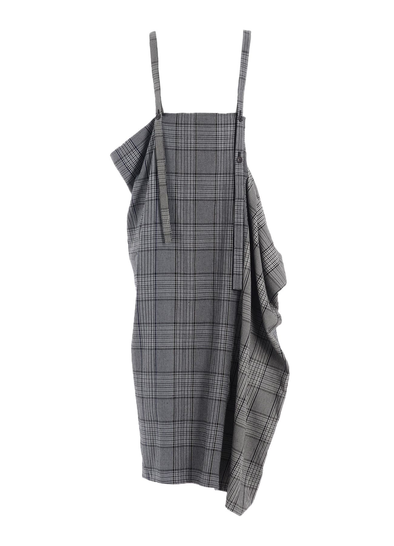GRID PLAID SQUARE SHOULDER STRAP DRESS