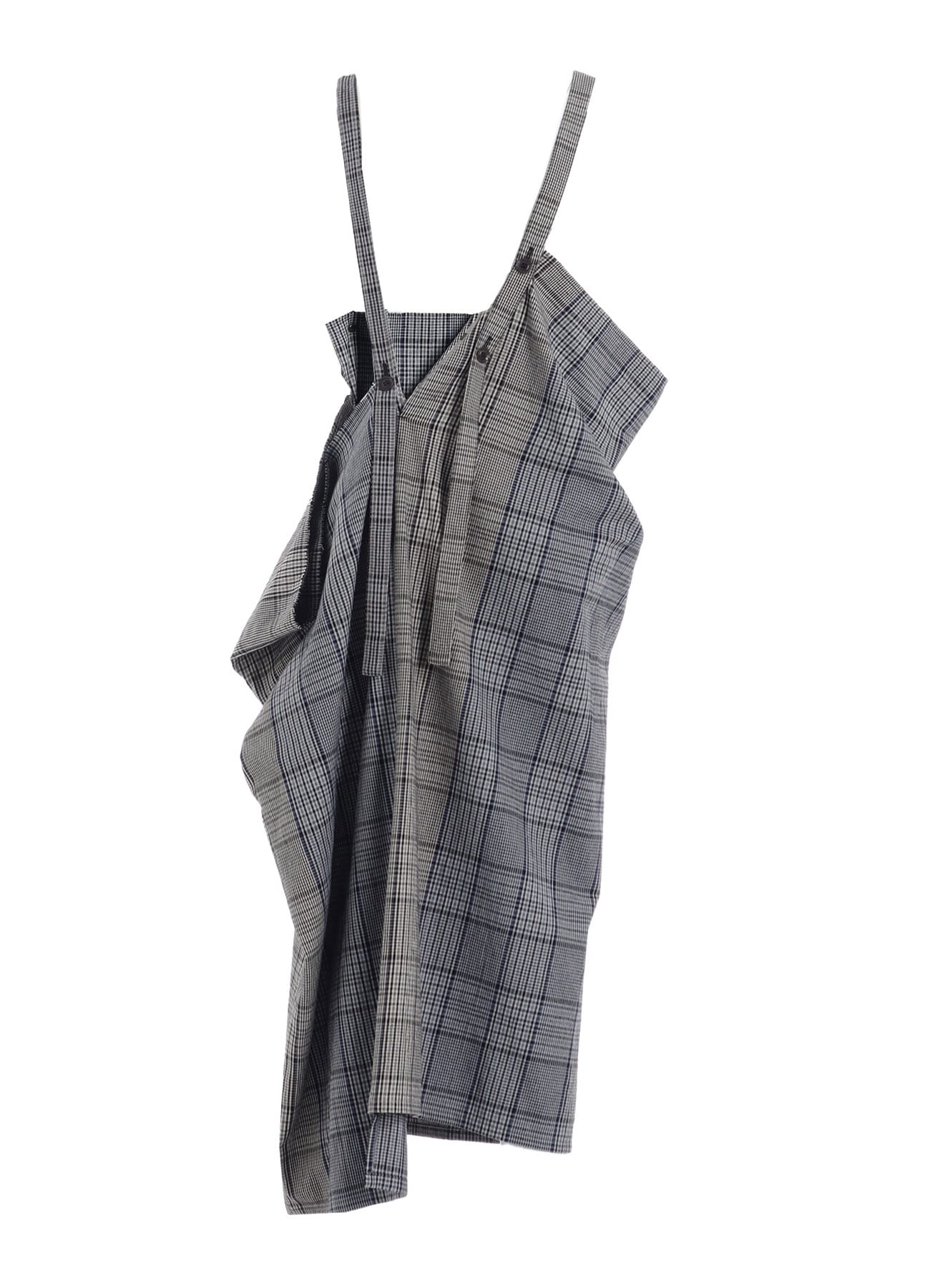 GRID PLAID SQUARE SHOULDER STRAP DRESS