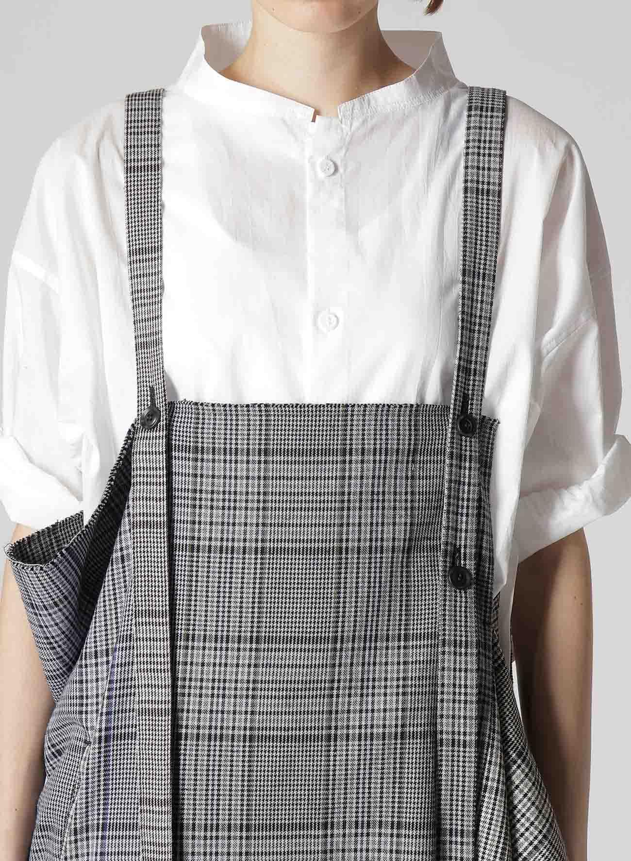 GRID PLAID SQUARE SHOULDER STRAP DRESS