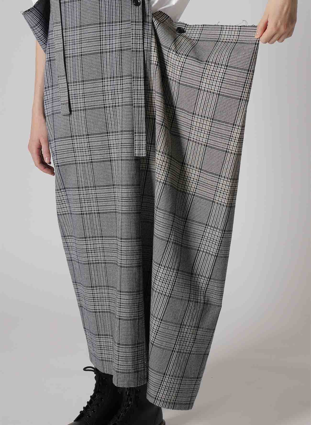GRID PLAID SQUARE SHOULDER STRAP DRESS