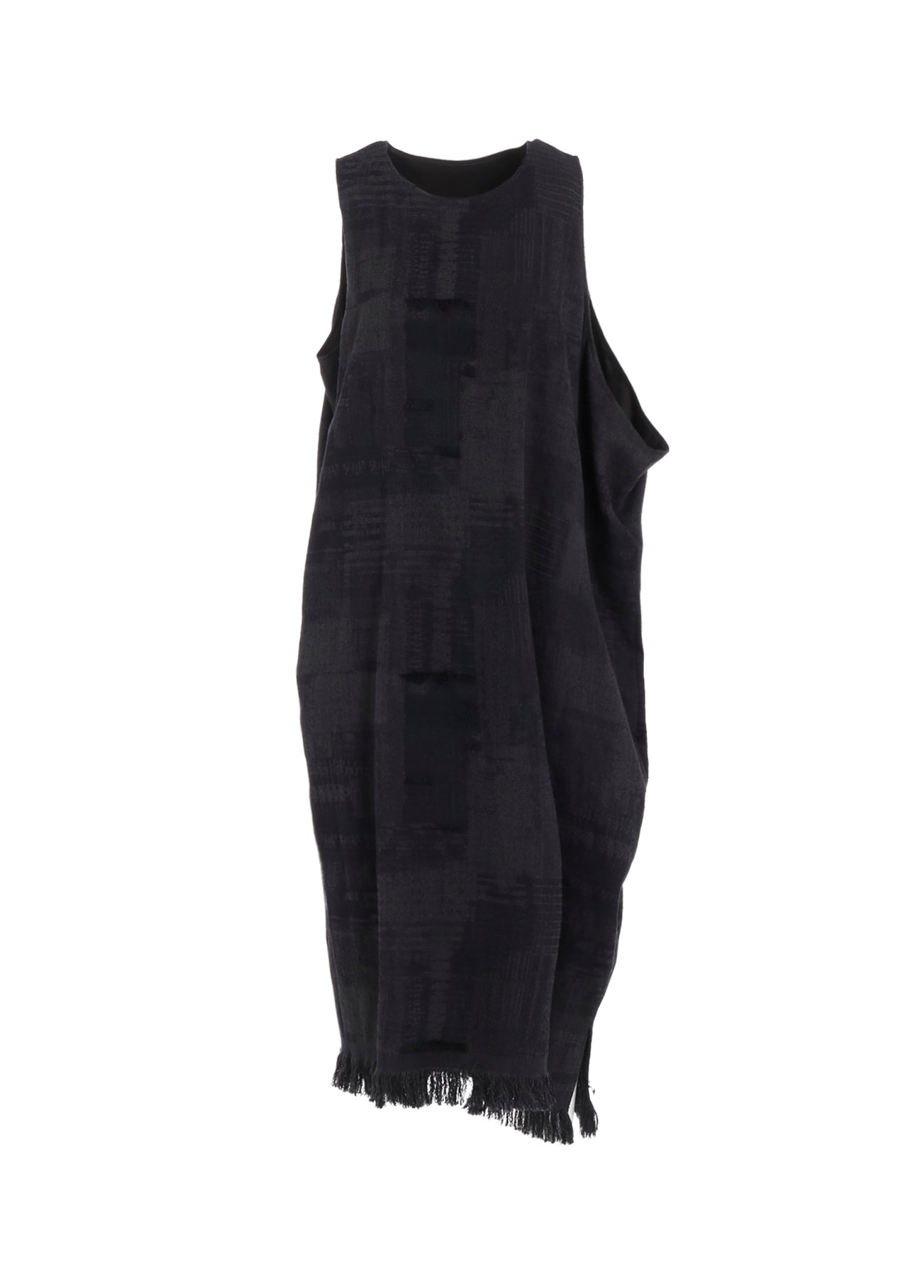 PATCHWORK JACQUARD ASYMMETRIC SLEEVELESS DRESS