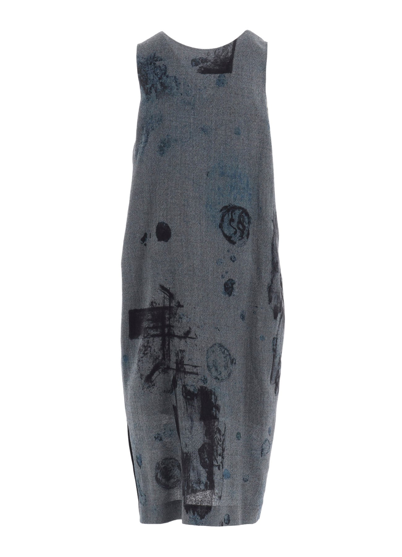 WOOL GAUZE SMUDGED POLKA DOT SLEEVLESS DRESS