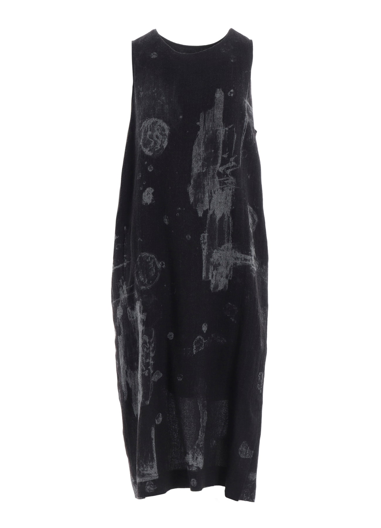 WOOL GAUZE SMUDGED POLKA DOT SLEEVLESS DRESS