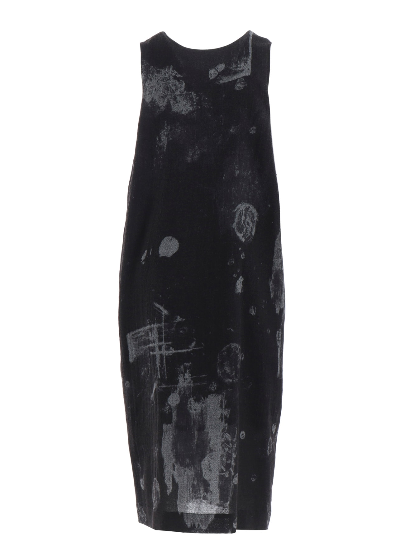 WOOL GAUZE SMUDGED POLKA DOT SLEEVLESS DRESS