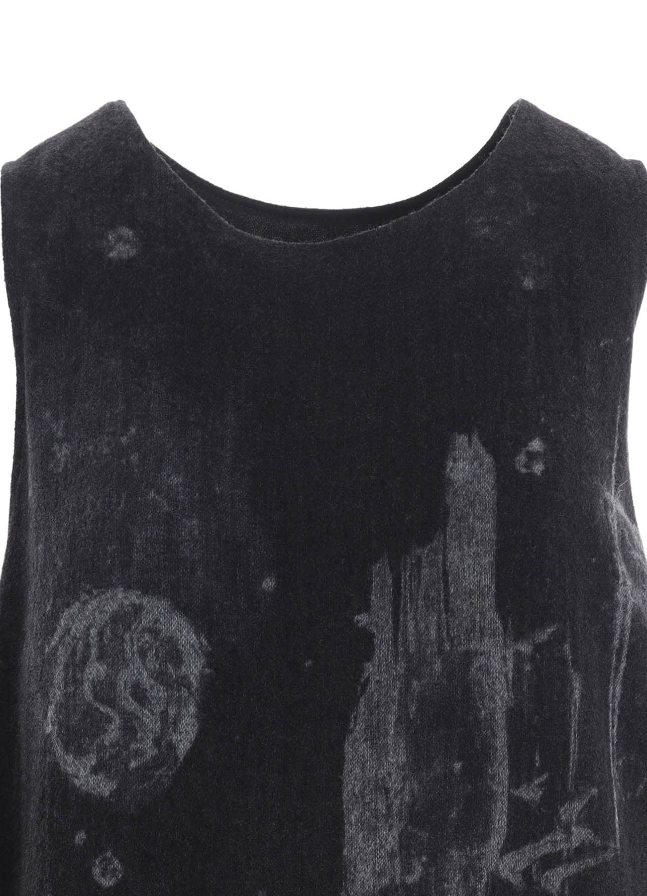 WOOL GAUZE SMUDGED POLKA DOT SLEEVLESS DRESS