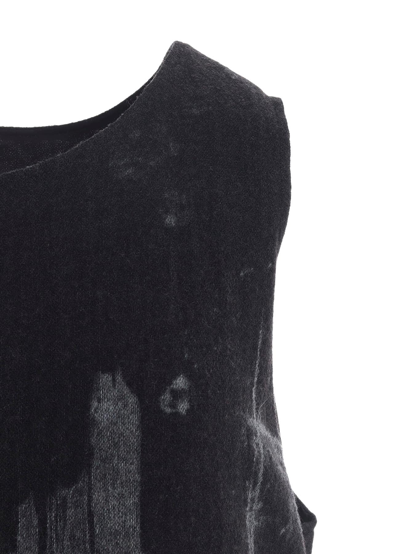 WOOL GAUZE SMUDGED POLKA DOT SLEEVLESS DRESS