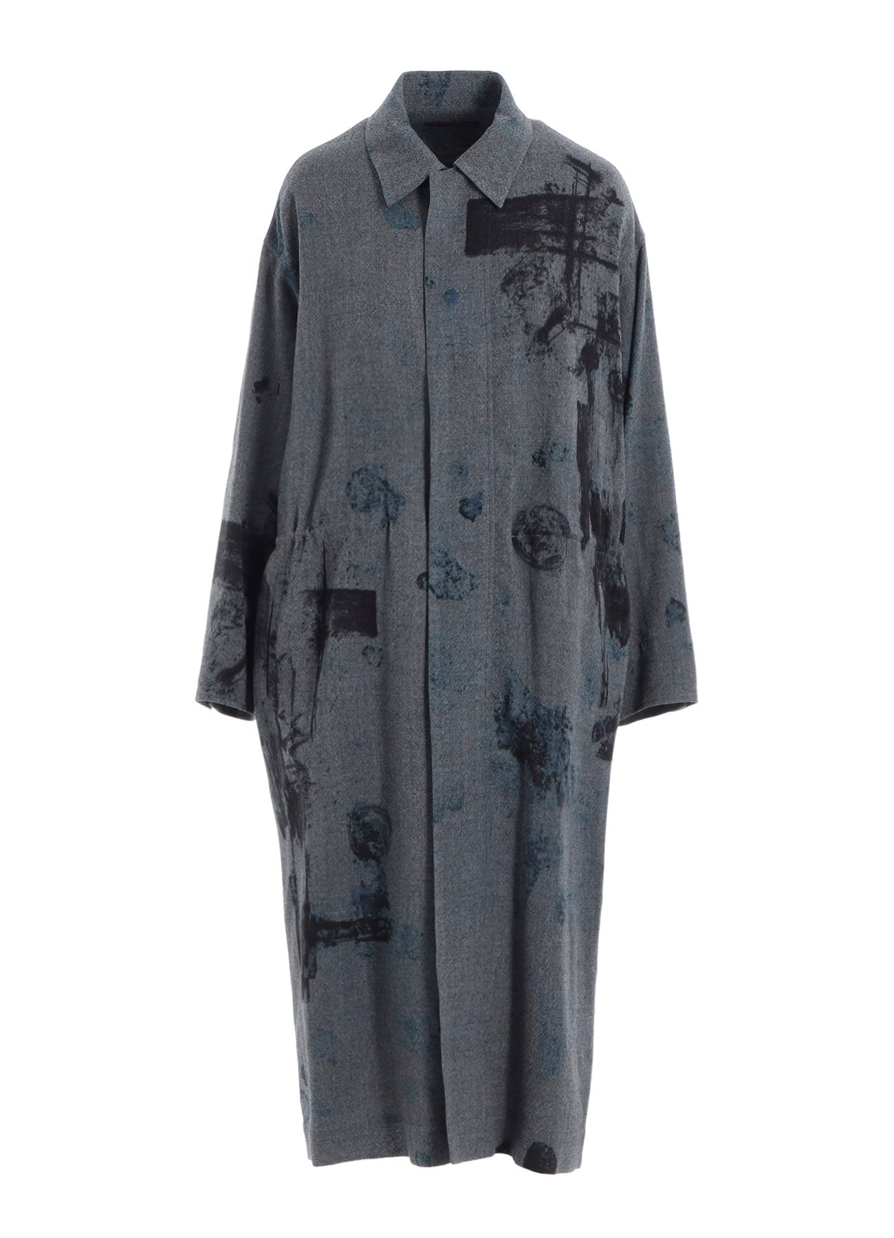 WOOL GAUZE SMUDGED POLKA DOT WAIST STRING DRESS