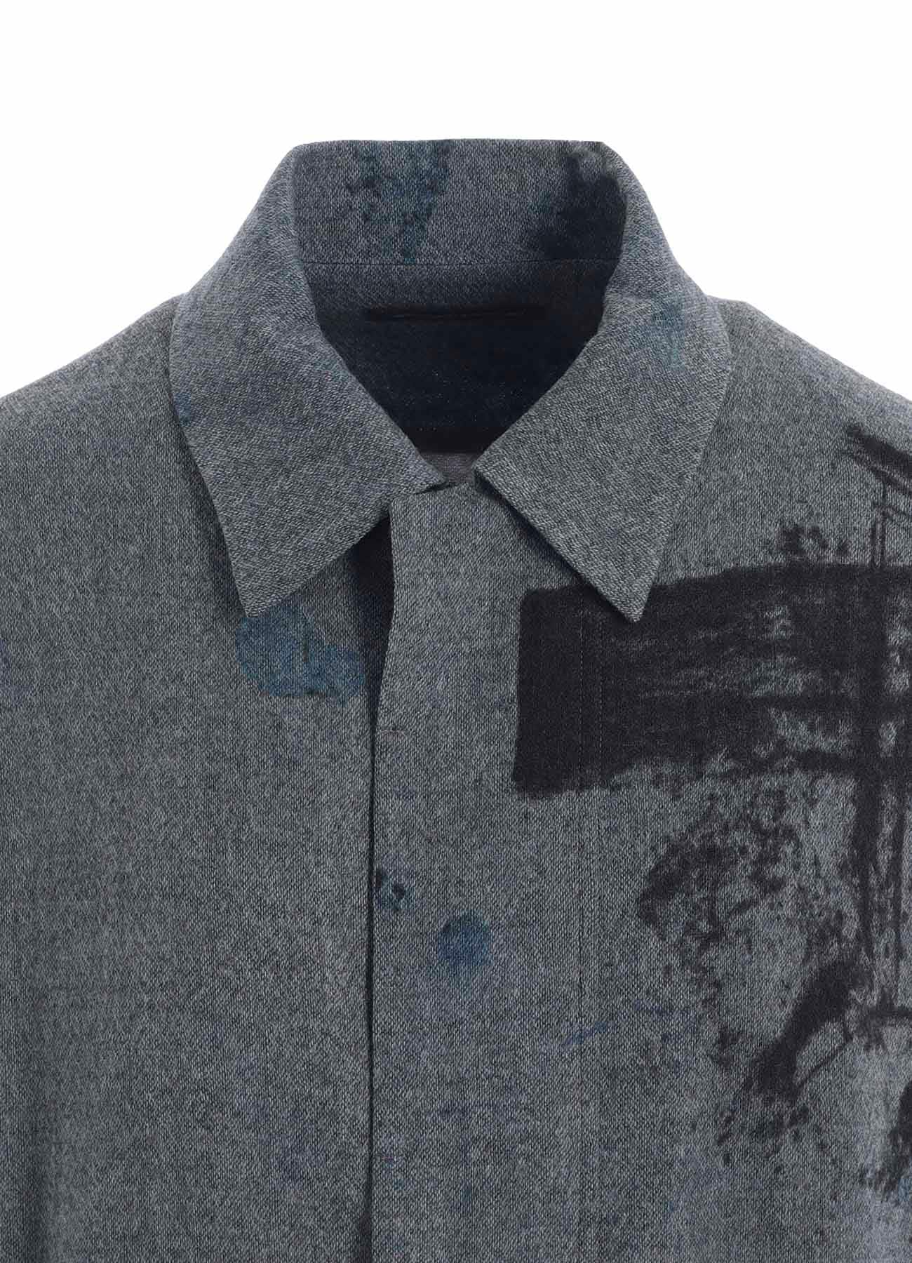 WOOL GAUZE SMUDGED POLKA DOT WAIST STRING DRESS