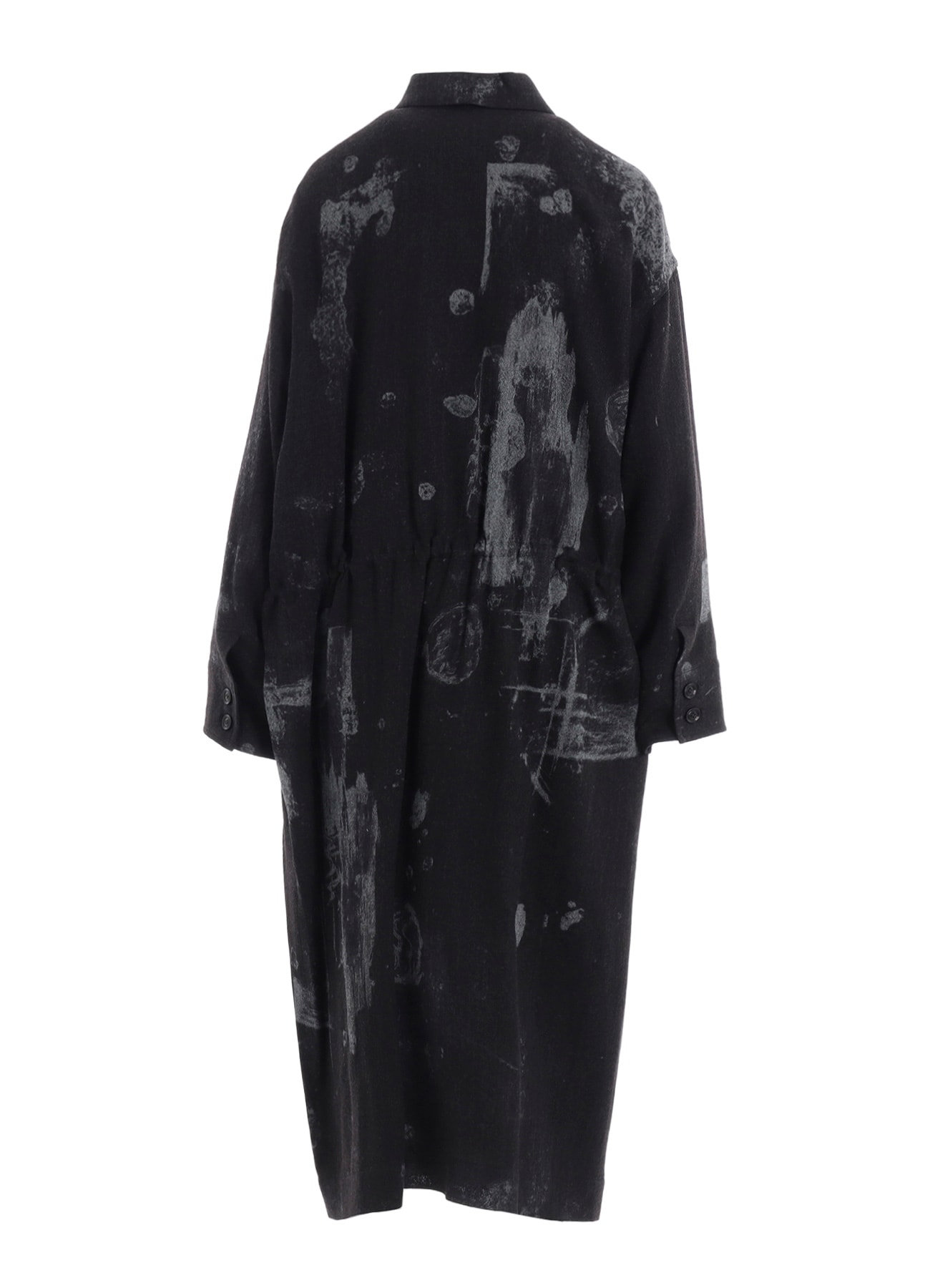 WOOL GAUZE SMUDGED POLKA DOT WAIST STRING DRESS