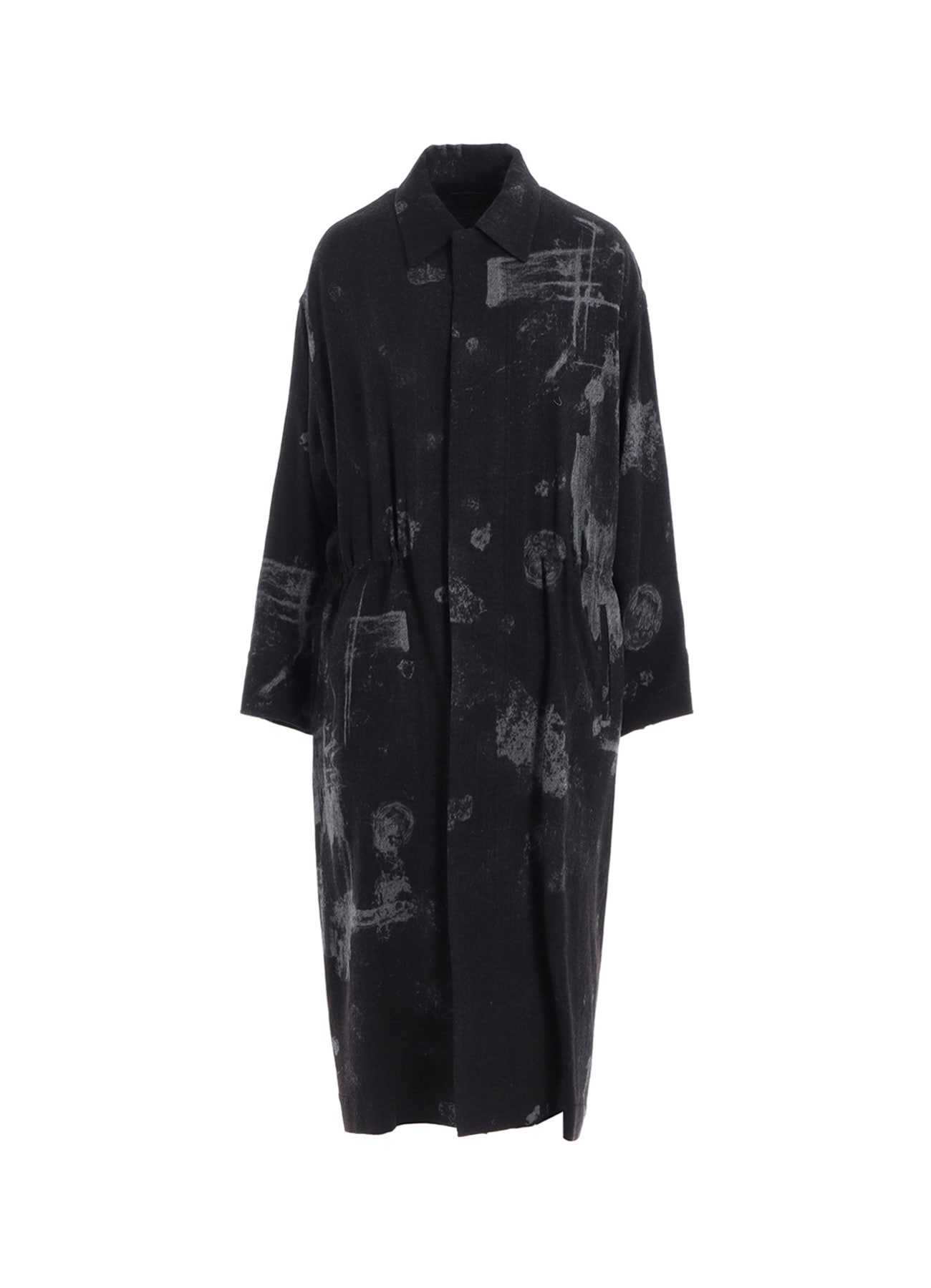 WOOL GAUZE SMUDGED POLKA DOT WAIST STRING DRESS