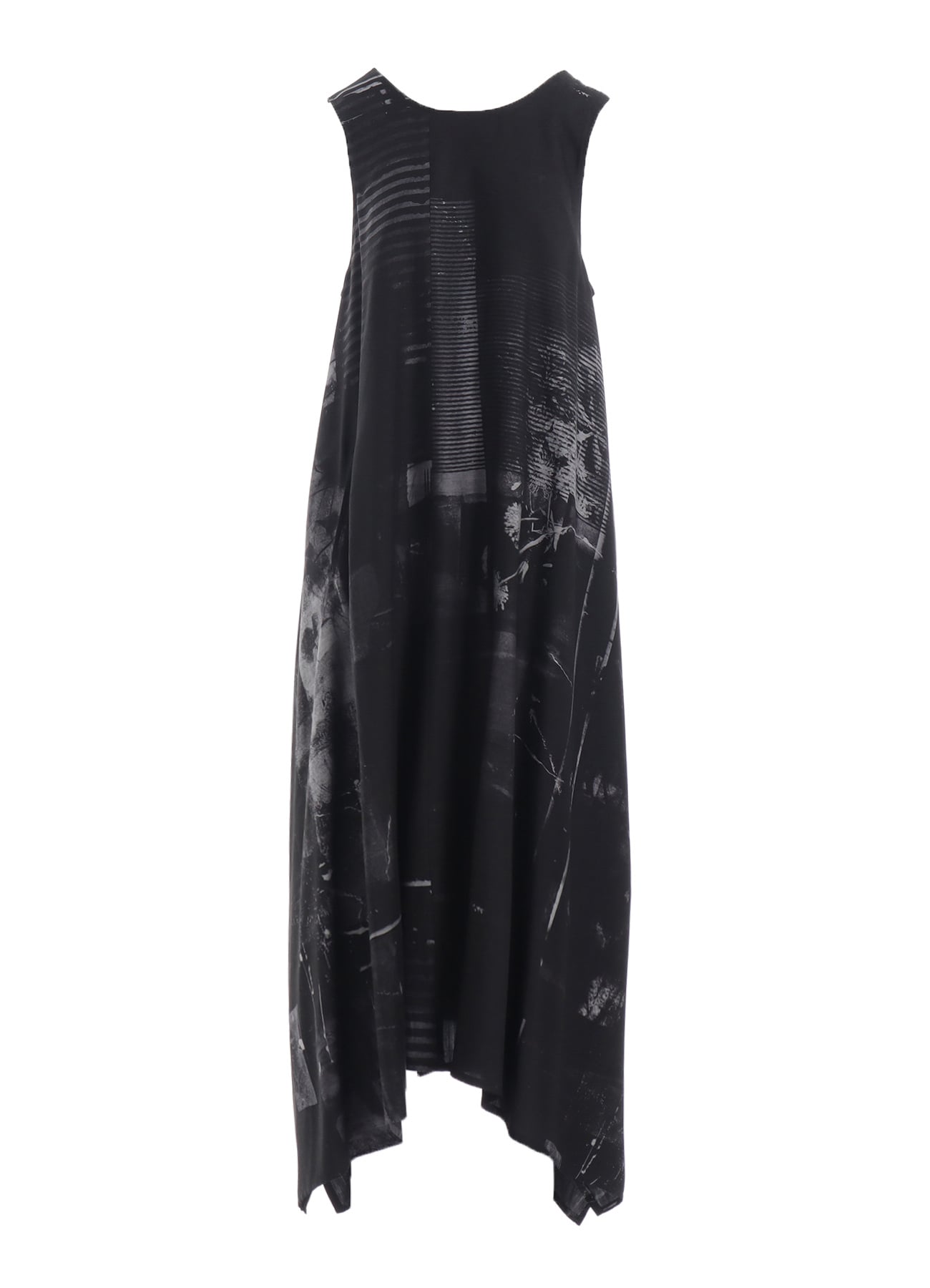 CUPRO BLURRY FLOWER PRINT BELT TENT DRESS