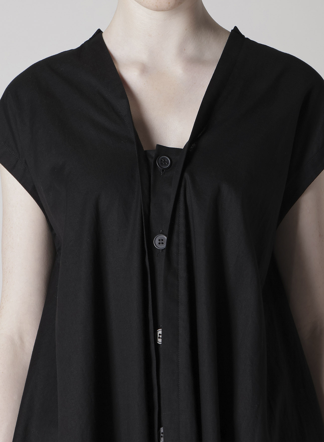 [Y's BORN PRODUCT] THIN COTTON TWILL FRENCH SLEEVE DRESS