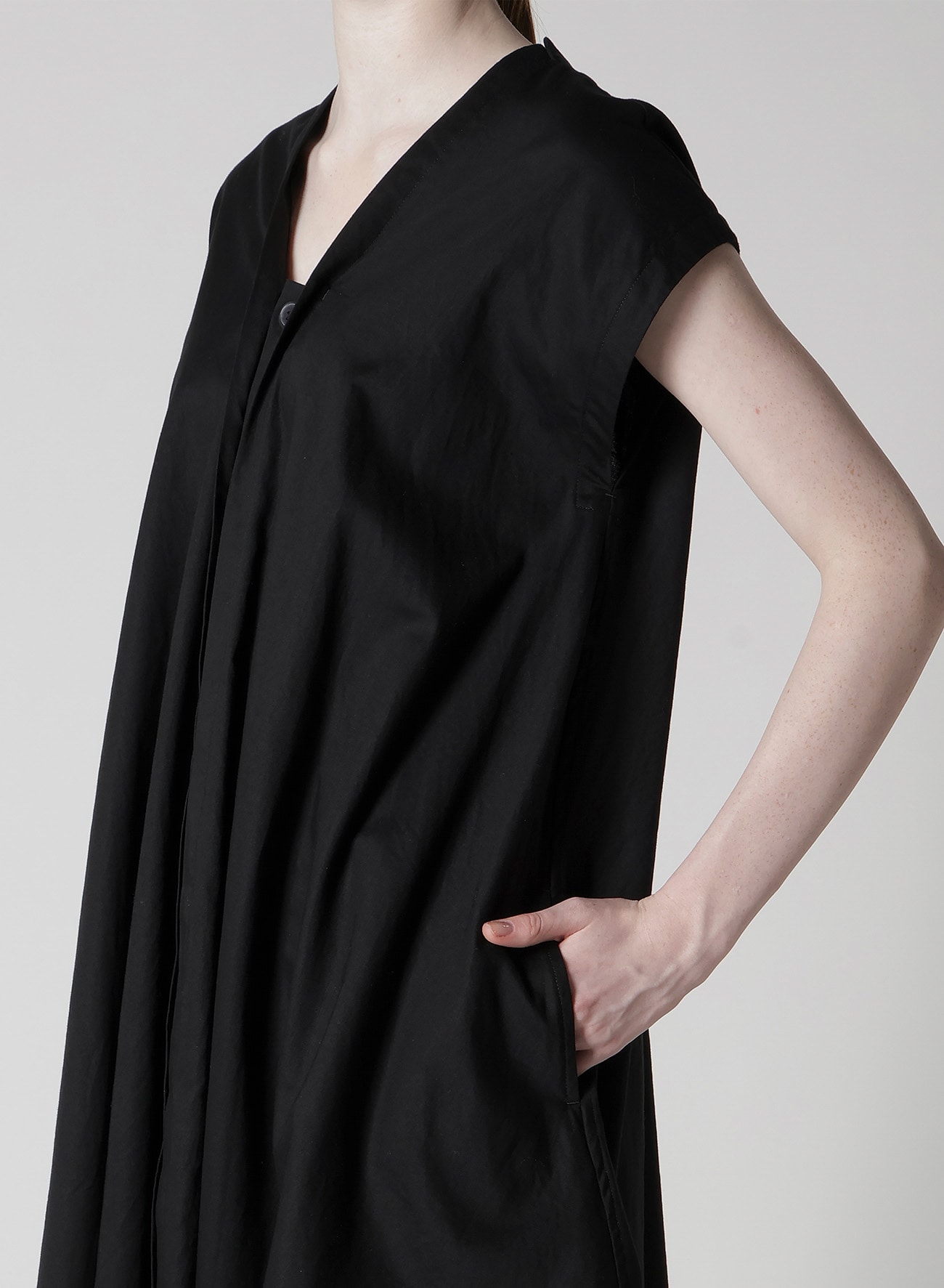 [Y's BORN PRODUCT] THIN COTTON TWILL FRENCH SLEEVE DRESS
