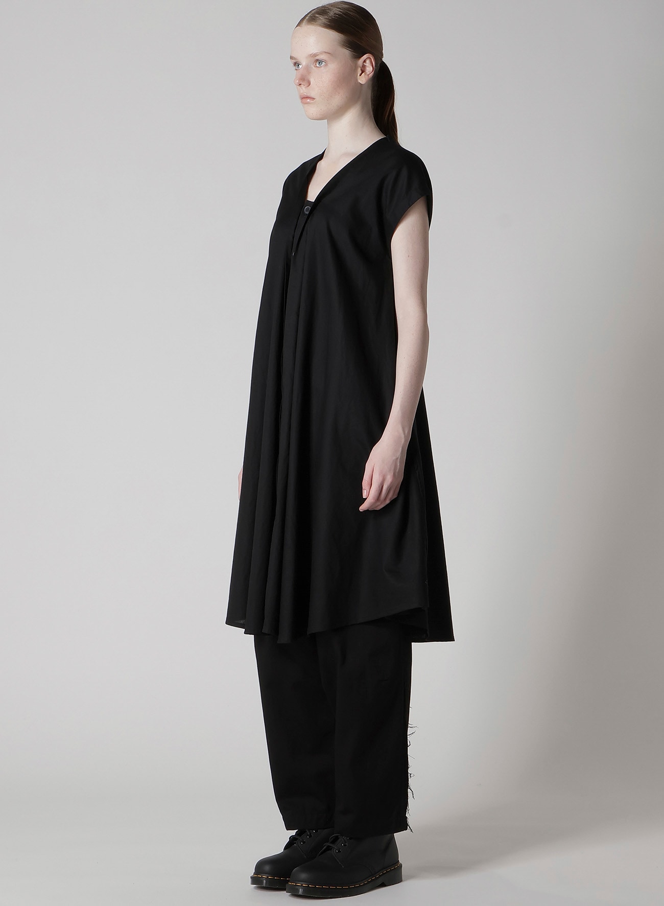 [Y's BORN PRODUCT] THIN COTTON TWILL FRENCH SLEEVE DRESS