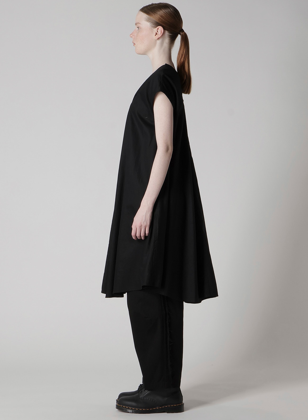 [Y's BORN PRODUCT] THIN COTTON TWILL FRENCH SLEEVE DRESS
