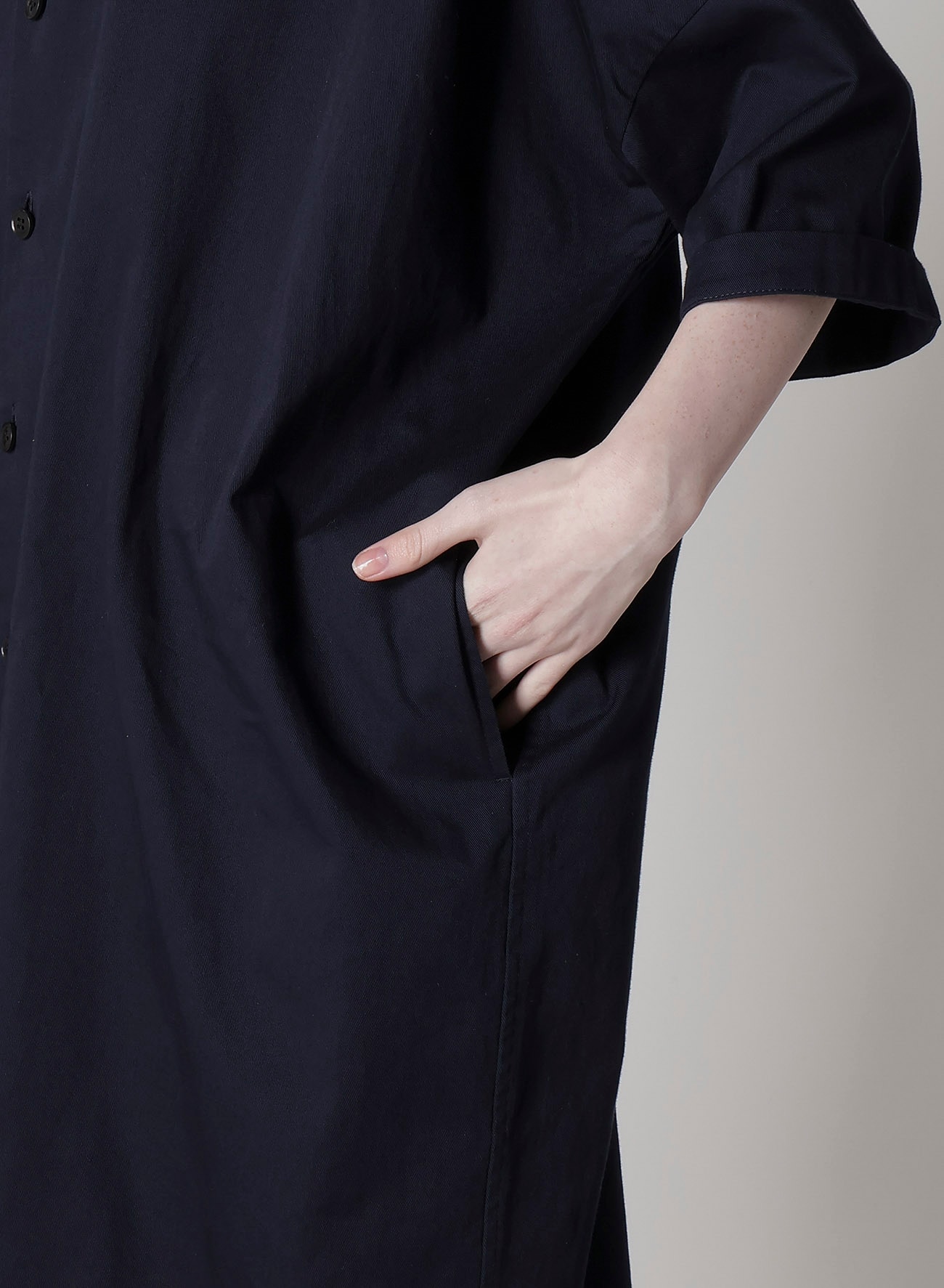 [Y's BORN PRODUCT] COTTON TWILL HALF SLEEVE DRESS