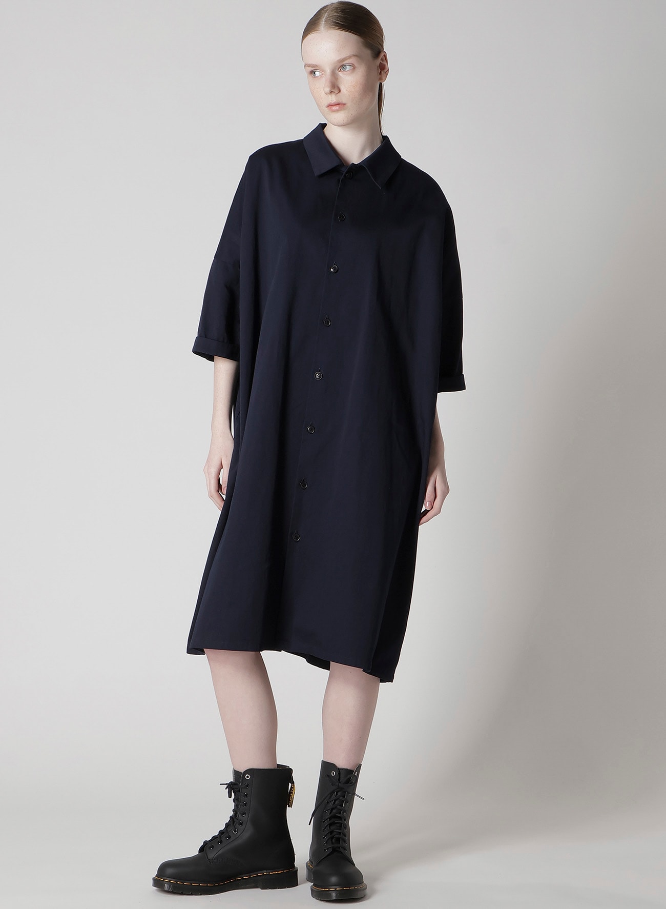 [Y's BORN PRODUCT] COTTON TWILL HALF SLEEVE DRESS